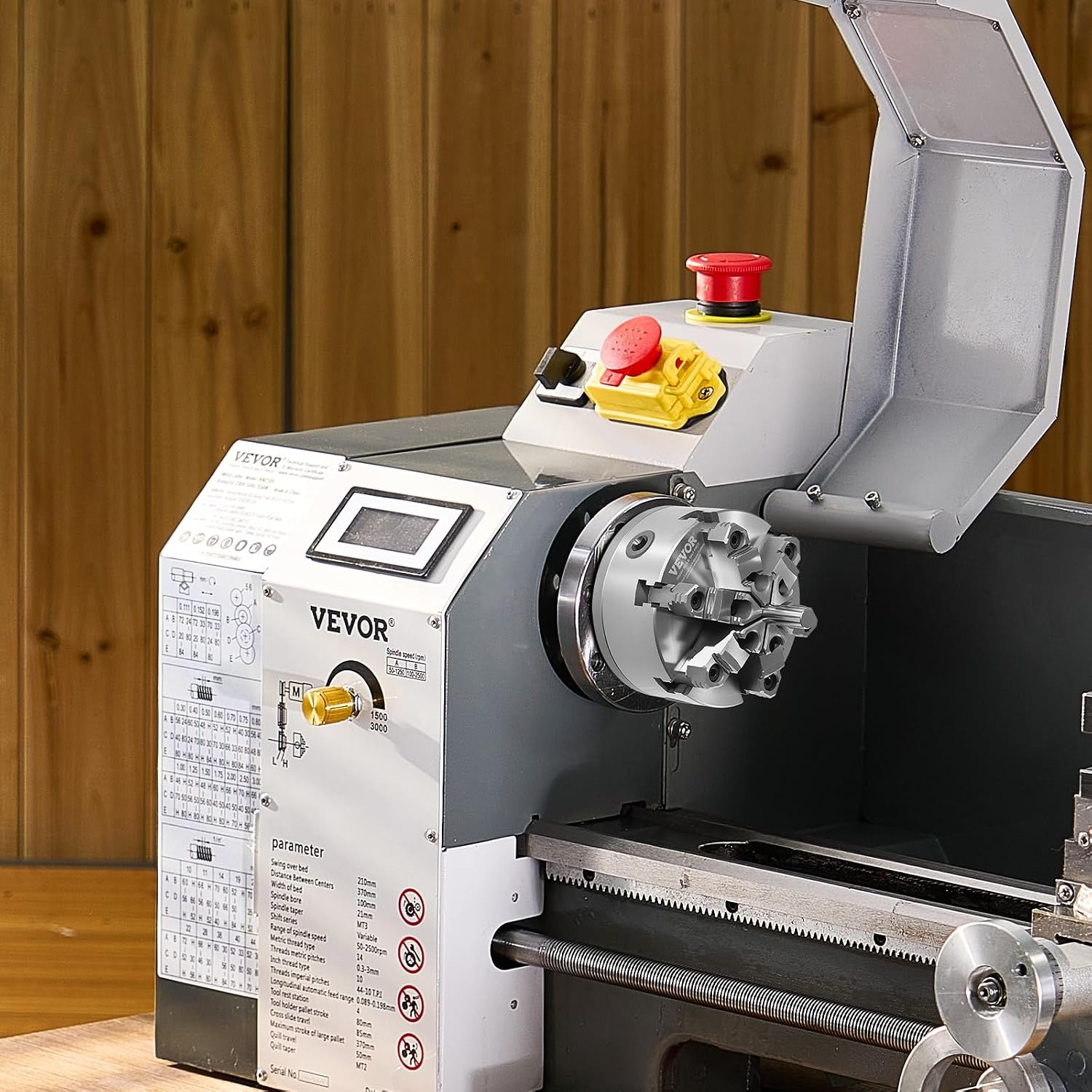 image:imageVEVOR 3Jaw Lathe Chuck 8 Inch 200 mm SelfCentering Chuck with 2 14 in8 Threaded Backing Plate 016787 in 4200 mm Clamping Range with Twrench Screws HT300 Material for Wood Metal Lathe6 inches