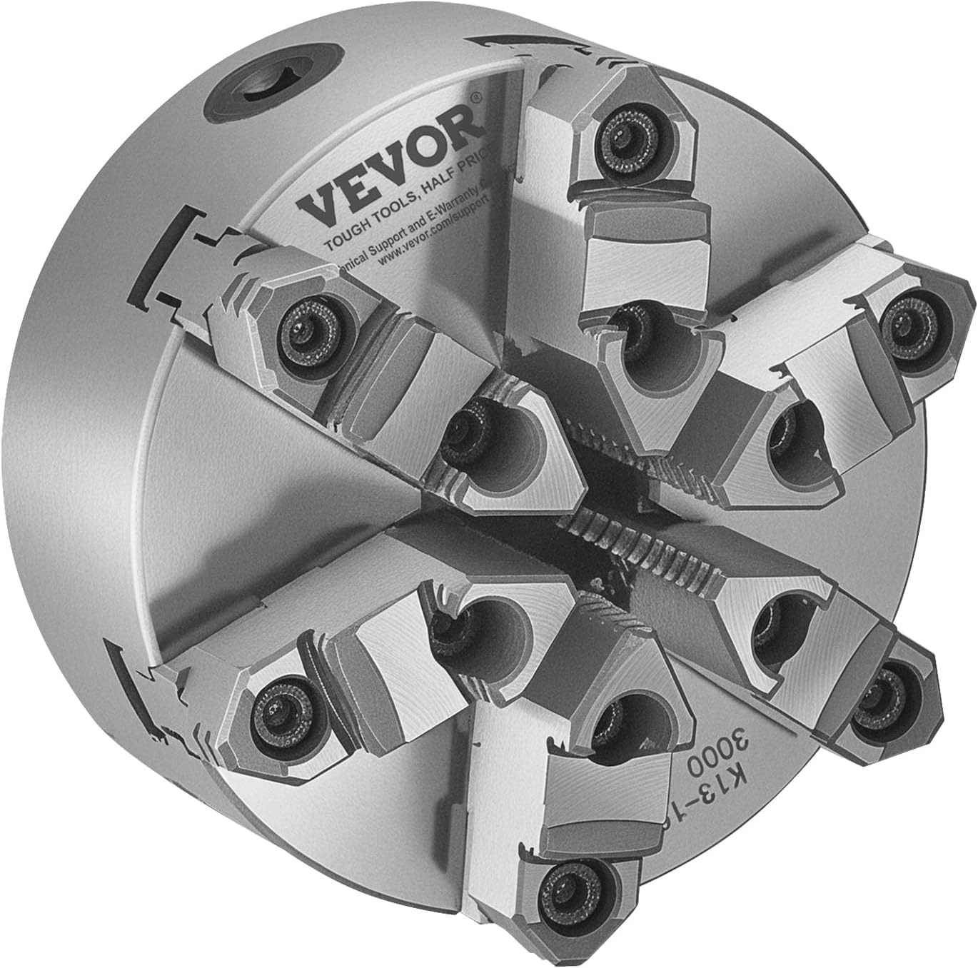 image:imageVEVOR 3Jaw Lathe Chuck 8 Inch 200 mm SelfCentering Chuck with 2 14 in8 Threaded Backing Plate 016787 in 4200 mm Clamping Range with Twrench Screws HT300 Material for Wood Metal Lathe6 inches