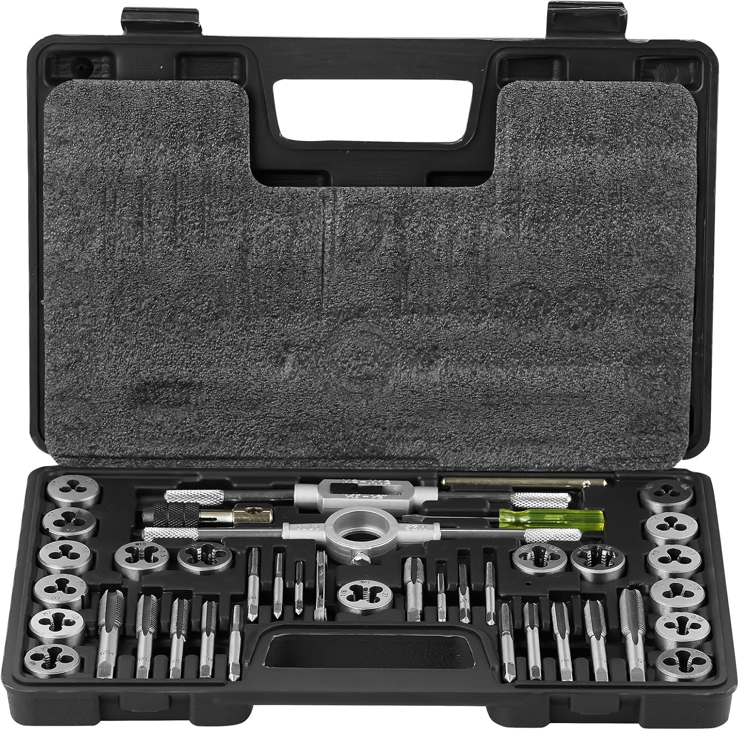 image:imageVEVOR 40 pcs Tap and Die Set Metric Size M3M12 Rethreading Tapping Tools Kit Made of Durable Bearing Steel Includes Full Accessories and Storage Case for Internal and External Thread Cutting40PC