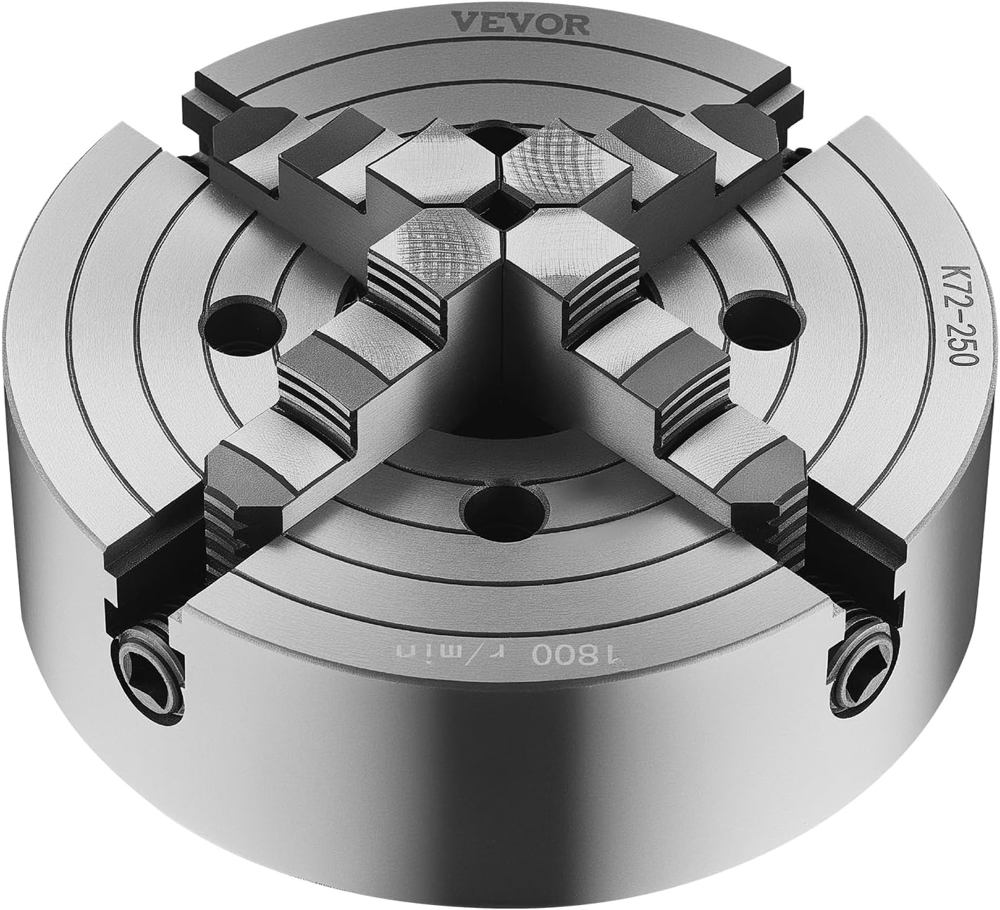 image:imageVEVOR 4Jaw Lathe Chuck 10 in 250 mm Lathe Chuck 06984 in 15250 mm Clamping Range with Tkey Fixing Screws Reversible Jaws HT300 Cast Iron Material Internal External for Wood Metal Lathe