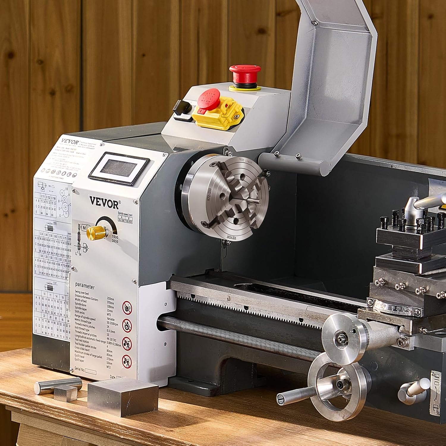image:imageVEVOR 4Jaw Lathe Chuck 10 in 250 mm Lathe Chuck 06984 in 15250 mm Clamping Range with Tkey Fixing Screws Reversible Jaws HT300 Cast Iron Material Internal External for Wood Metal Lathe