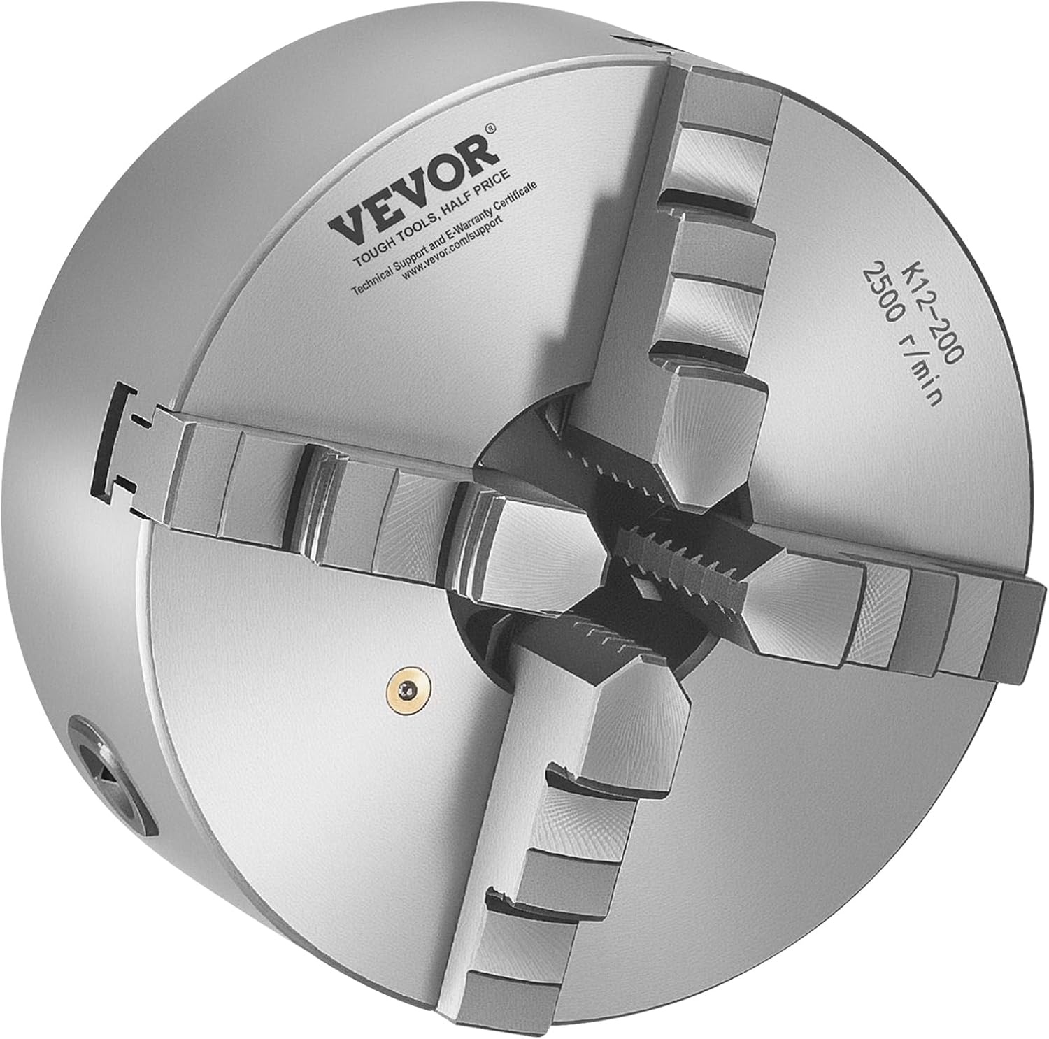 image:imageVEVOR 4Jaw Lathe Chuck 8 Inch 200 mm SelfCentering Chuck with 1 12 in8 Threaded Backing Plate 016787 in 4200 mm Clamping Range with Twrench Screws HT300 Material for Wood Metal Lathe
