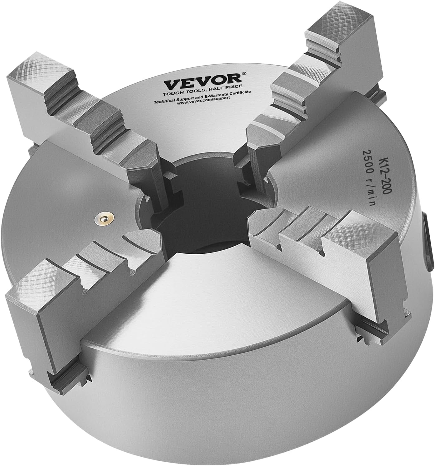 image:imageVEVOR 4Jaw Lathe Chuck 8 Inch 200 mm SelfCentering Chuck with 1 12 in8 Threaded Backing Plate 016787 in 4200 mm Clamping Range with Twrench Screws HT300 Material for Wood Metal Lathe