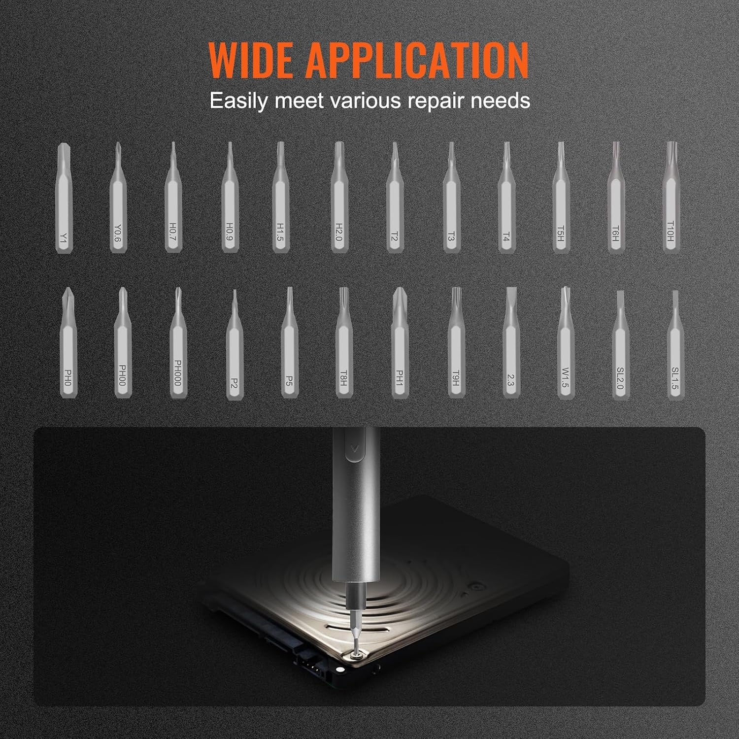 image:imageVEVOR 4V Electric Screwdriver Set Mini Precisioni Electric Screwdriver Set 48 Magnetic Bits 532Hex S2 Steel Bits amp LED Light Repair Tool Kit for Electronics Phone Camera Laptop Watch532in 4V