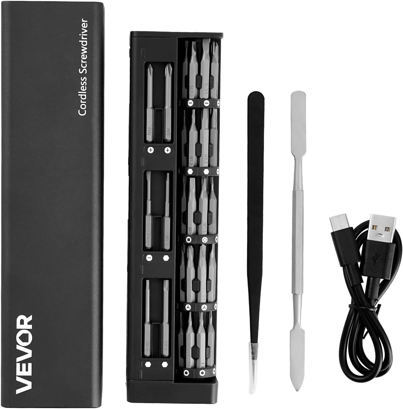 image:imageVEVOR 4V Electric Screwdriver Set Mini Precisioni Electric Screwdriver Set 48 Magnetic Bits 532Hex S2 Steel Bits amp LED Light Repair Tool Kit for Electronics Phone Camera Laptop Watch52PCS 532