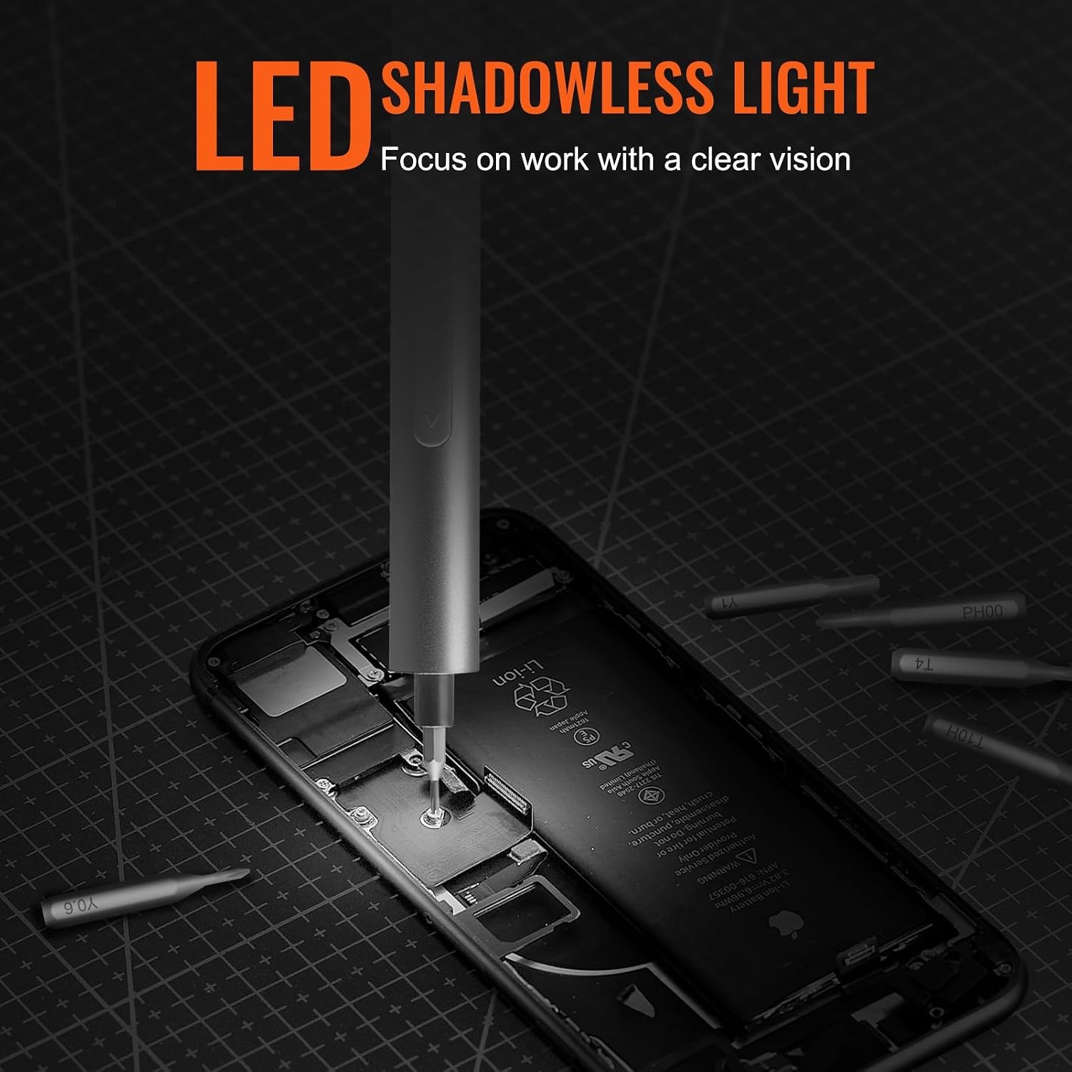 image:imageVEVOR 4V Electric Screwdriver Set Mini Precisioni Electric Screwdriver Set 48 Magnetic Bits 532Hex S2 Steel Bits amp LED Light Repair Tool Kit for Electronics Phone Camera Laptop Watch532in 4V
