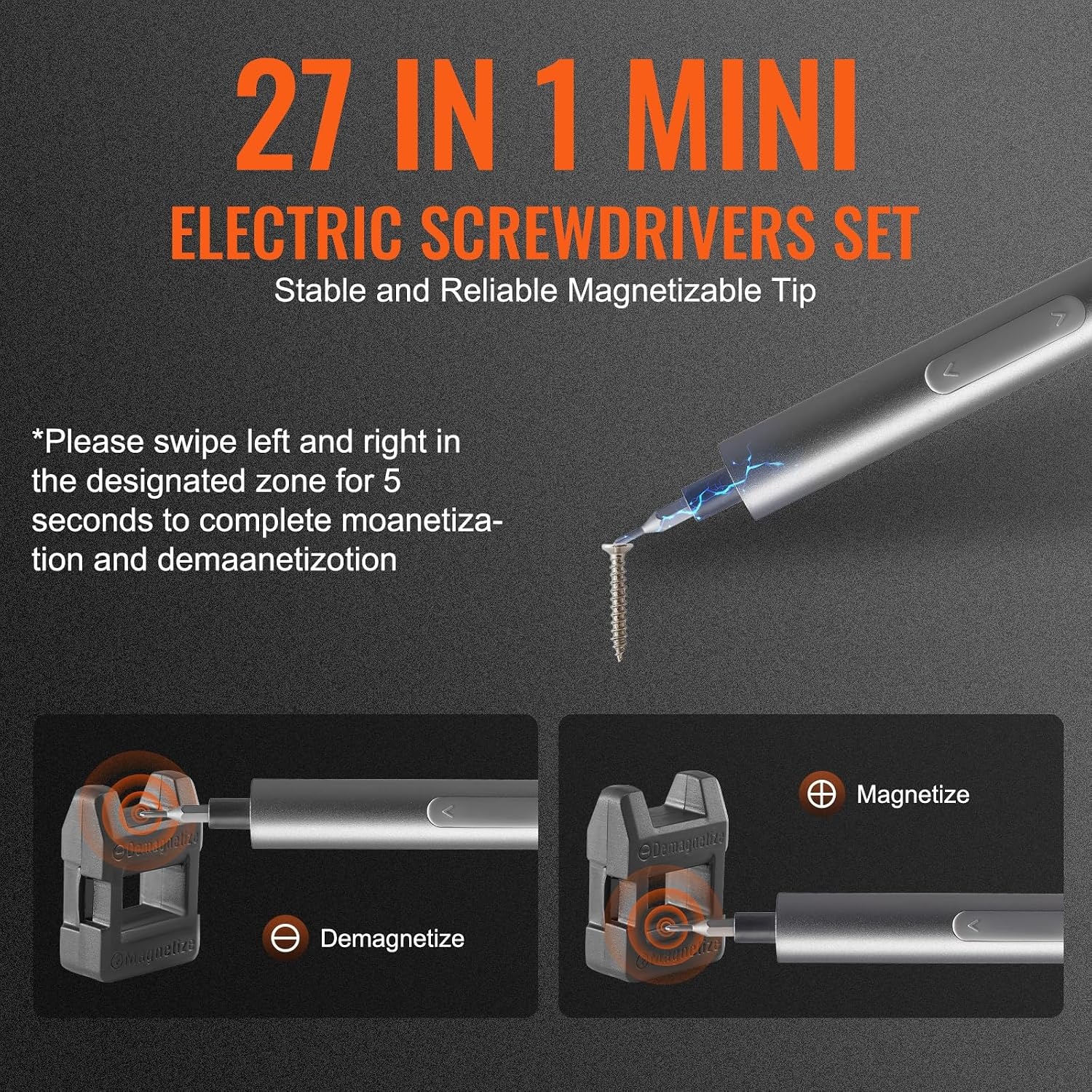 image:imageVEVOR 4V Electric Screwdriver Set Mini Precisioni Electric Screwdriver Set 48 Magnetic Bits 532Hex S2 Steel Bits amp LED Light Repair Tool Kit for Electronics Phone Camera Laptop Watch532in 4V