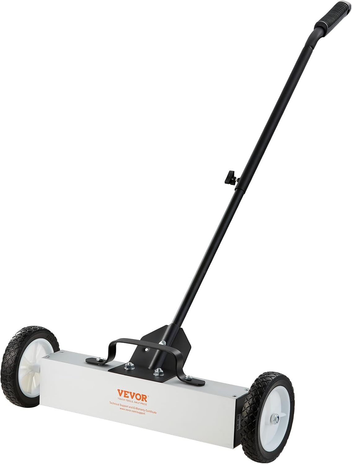image:imageVEVOR 50Lbs Rolling Magnetic Sweeper with Wheels PushType Magnetic Pick Up Sweeper 24inch Large Magnet Pickup Lawn Sweeper with Telescoping Handle Easy Cleanup of Workshop Garage Yard18 Inch