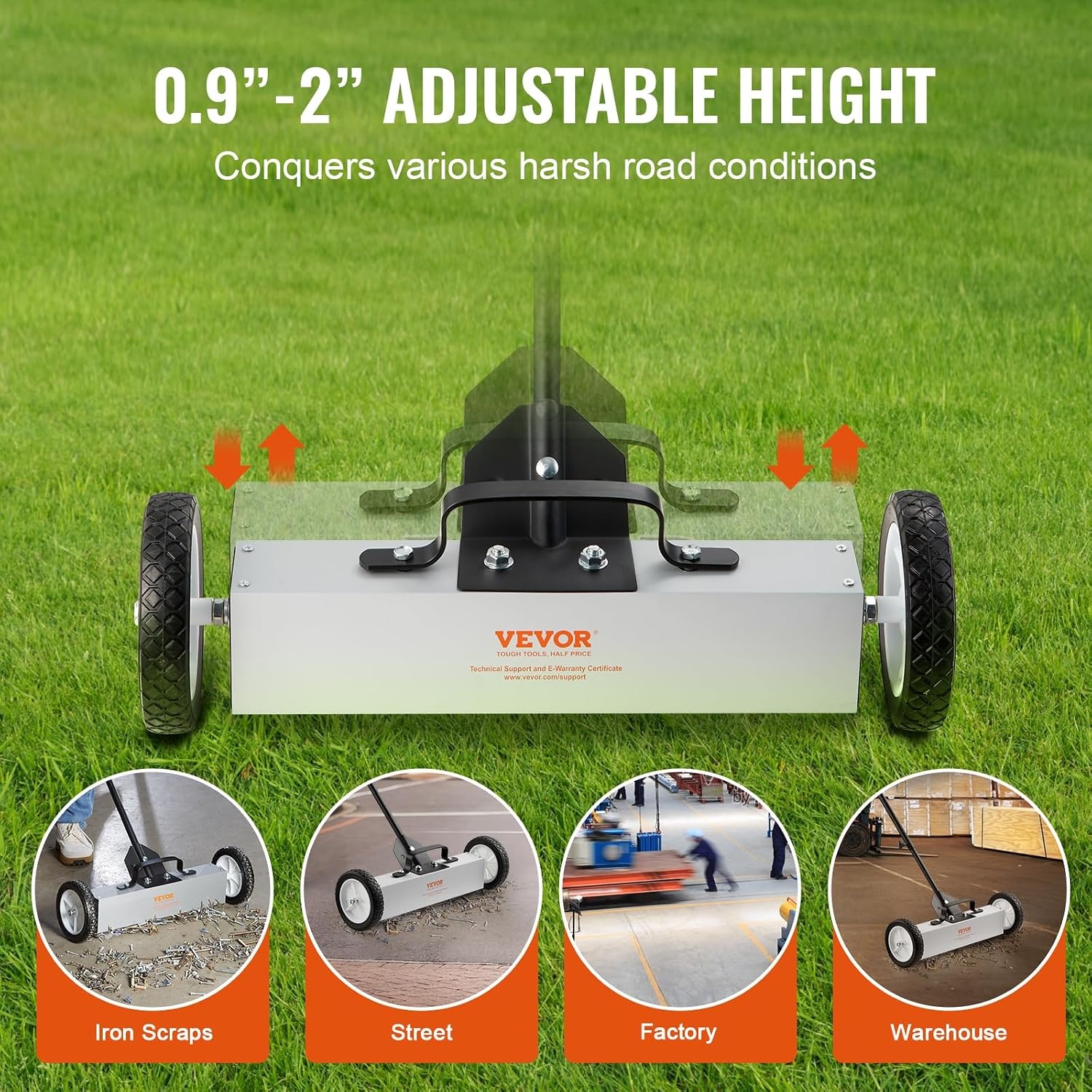 image:imageVEVOR 50Lbs Rolling Magnetic Sweeper with Wheels PushType Magnetic Pick Up Sweeper 24inch Large Magnet Pickup Lawn Sweeper with Telescoping Handle Easy Cleanup of Workshop Garage Yard18 Inch