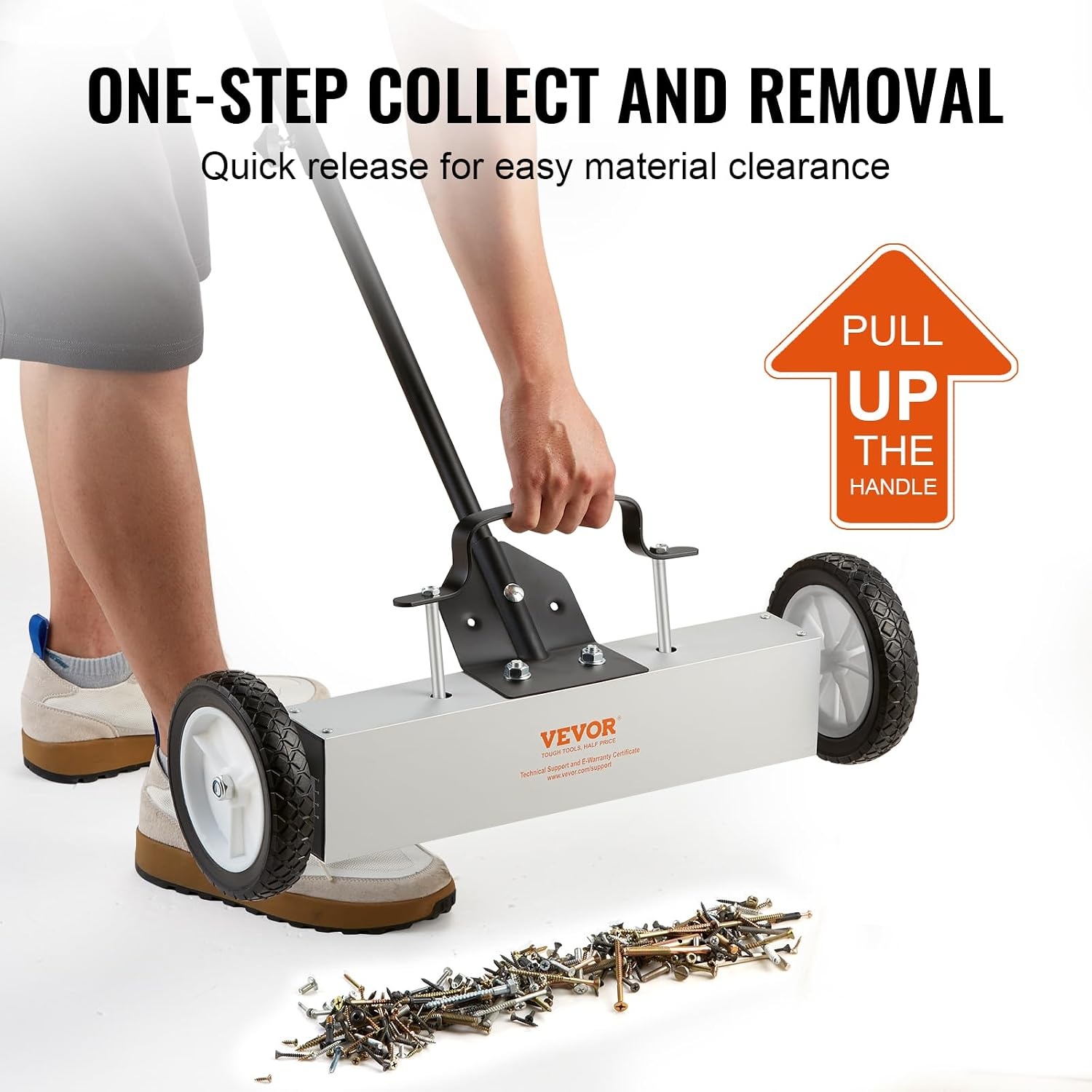 image:imageVEVOR 50Lbs Rolling Magnetic Sweeper with Wheels PushType Magnetic Pick Up Sweeper 24inch Large Magnet Pickup Lawn Sweeper with Telescoping Handle Easy Cleanup of Workshop Garage Yard18 Inch