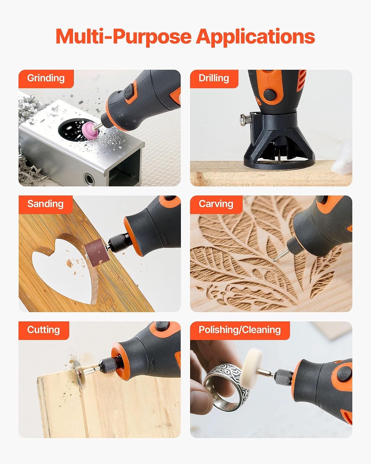 image:imageVEVOR 51Piece Rotary Tool Kit 200W Mini Power Rotary Tool Corded 800040000RPM MultiPurpose DIY Tools with Universal Chuck for Engraving Sanding Grinding Polishing Cutting DIY Crafts