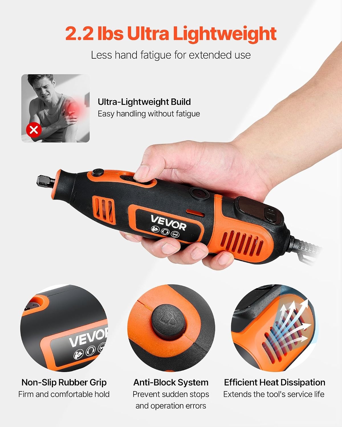 image:imageVEVOR 51Piece Rotary Tool Kit 200W Mini Power Rotary Tool Corded 800040000RPM MultiPurpose DIY Tools with Universal Chuck for Engraving Sanding Grinding Polishing Cutting DIY Crafts