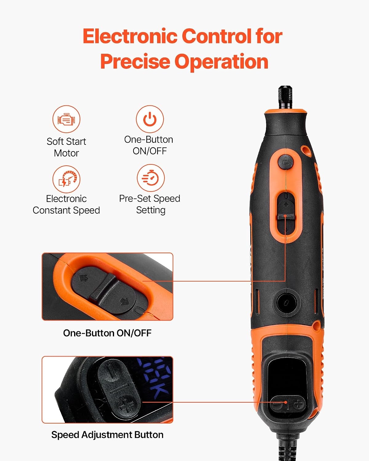 image:imageVEVOR 51Piece Rotary Tool Kit 200W Mini Power Rotary Tool Corded 800040000RPM MultiPurpose DIY Tools with Universal Chuck for Engraving Sanding Grinding Polishing Cutting DIY Crafts