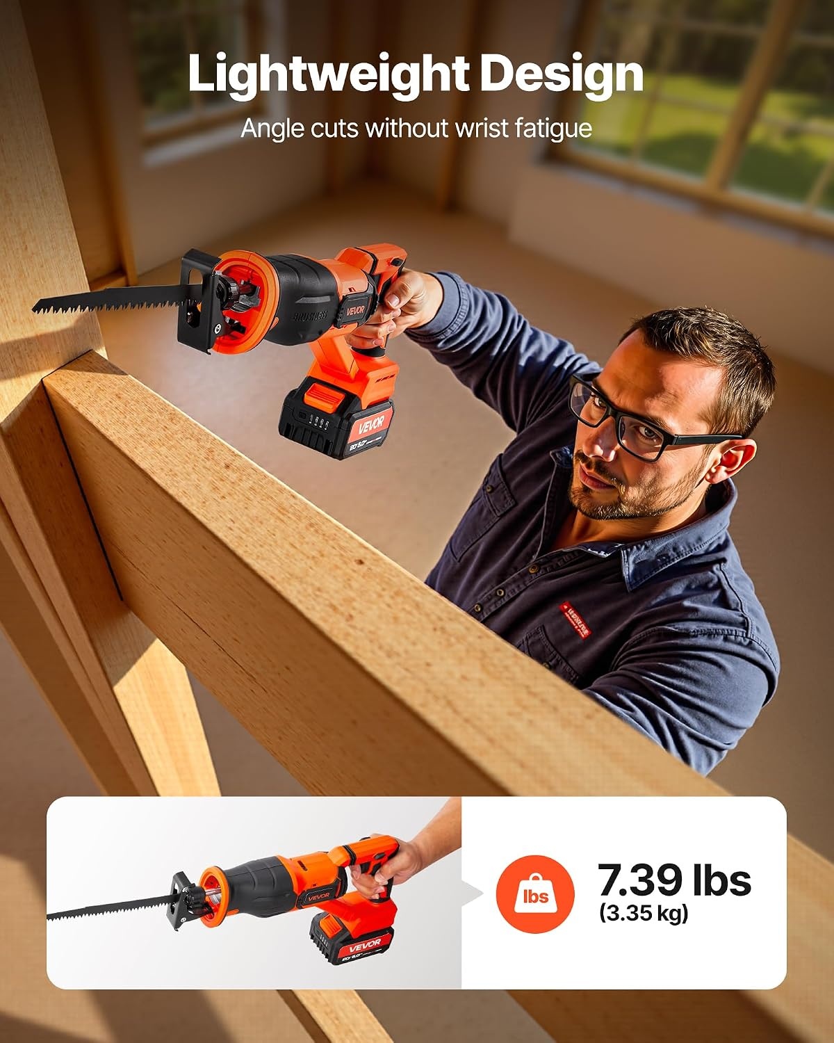 image:imageVEVOR 6 Amp Corded Reciprocating Saw 34 Stroke Length Power Reciprocating Saw with Variable Speed 3000 SPM 8 Blades amp Bag Included for Wood Metal and Plastic Cutting1