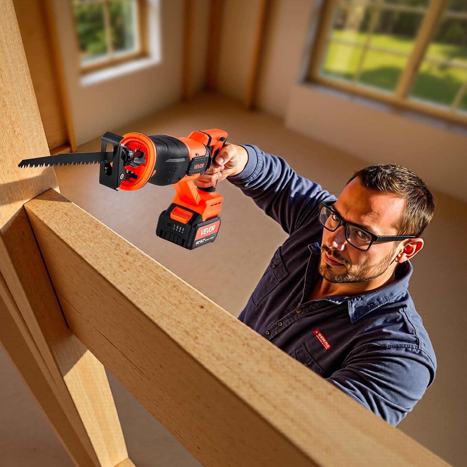 image:imageVEVOR 6 Amp Corded Reciprocating Saw 34 Stroke Length Power Reciprocating Saw with Variable Speed 3000 SPM 8 Blades amp Bag Included for Wood Metal and Plastic Cutting1