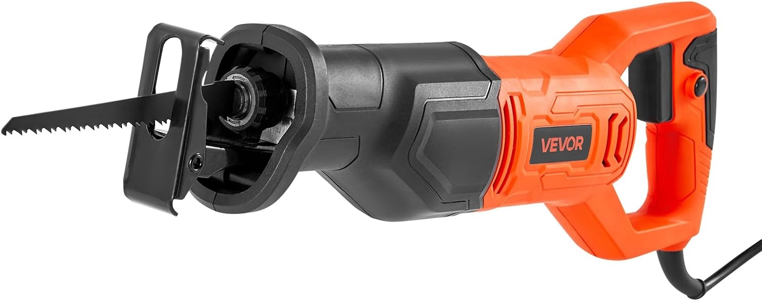 image:imageVEVOR 6 Amp Corded Reciprocating Saw 34 Stroke Length Power Reciprocating Saw with Variable Speed 3000 SPM 8 Blades amp Bag Included for Wood Metal and Plastic Cutting34