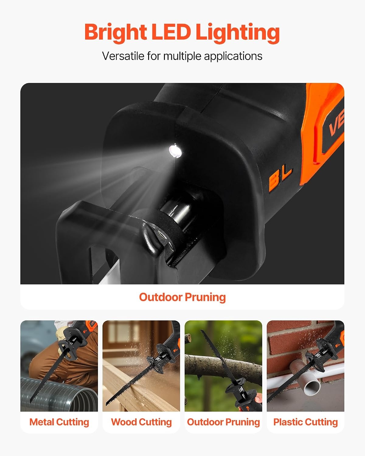 image:imageVEVOR 6 Amp Corded Reciprocating Saw 34 Stroke Length Power Reciprocating Saw with Variable Speed 3000 SPM 8 Blades amp Bag Included for Wood Metal and Plastic CuttingCordless 1