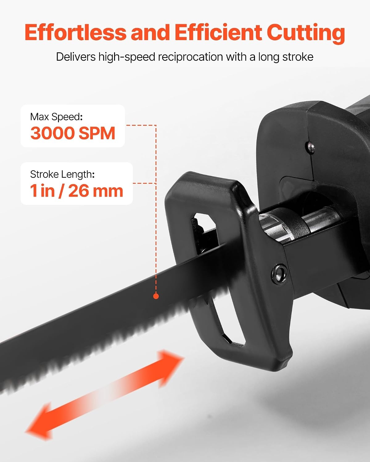 image:imageVEVOR 6 Amp Corded Reciprocating Saw 34 Stroke Length Power Reciprocating Saw with Variable Speed 3000 SPM 8 Blades amp Bag Included for Wood Metal and Plastic CuttingCordless 1