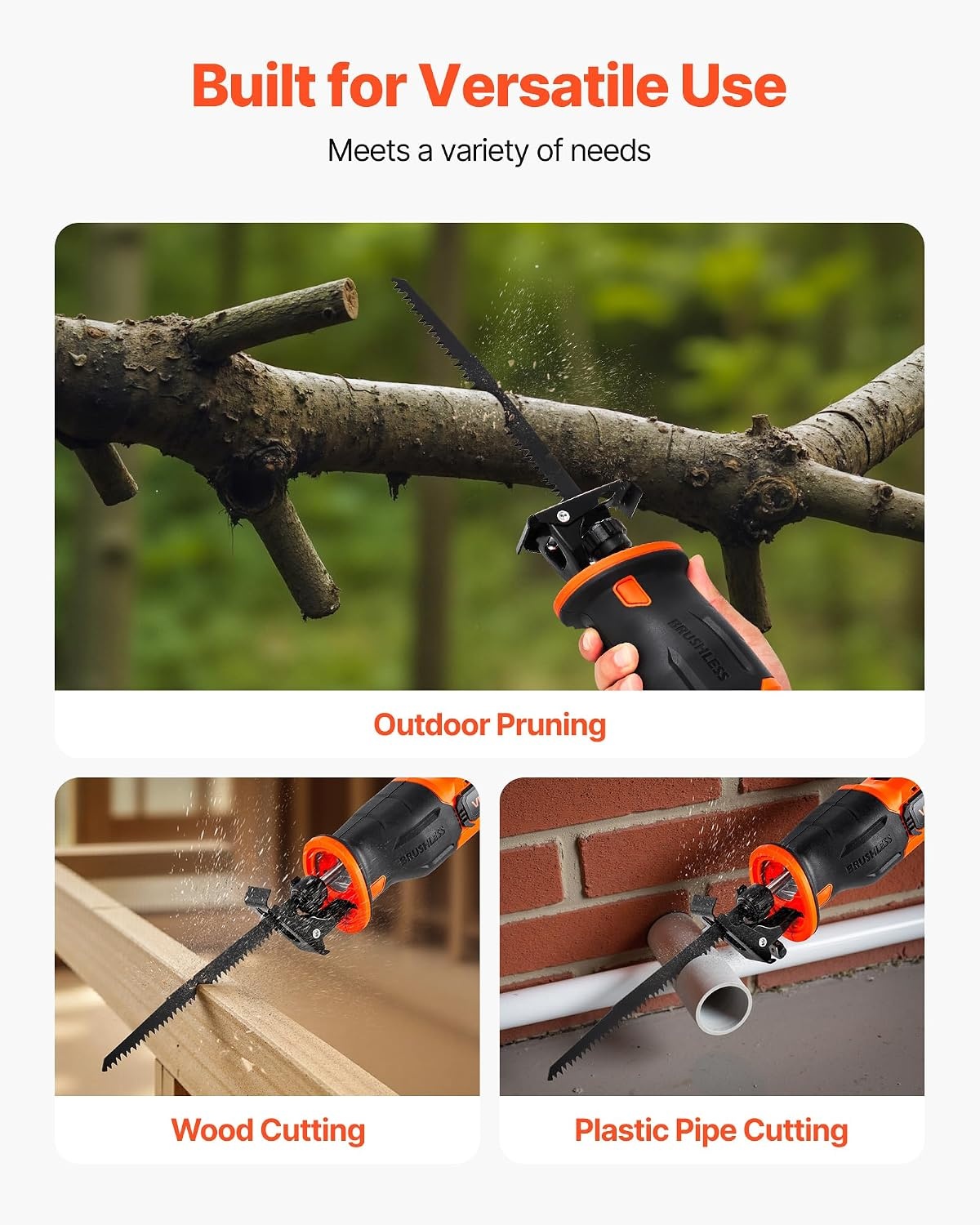 image:imageVEVOR 6 Amp Corded Reciprocating Saw 34 Stroke Length Power Reciprocating Saw with Variable Speed 3000 SPM 8 Blades amp Bag Included for Wood Metal and Plastic Cutting1