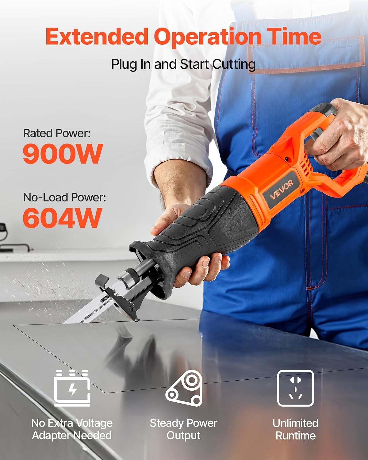 image:imageVEVOR 6 Amp Corded Reciprocating Saw 34 Stroke Length Power Reciprocating Saw with Variable Speed 3000 SPM 8 Blades amp Bag Included for Wood Metal and Plastic Cutting118