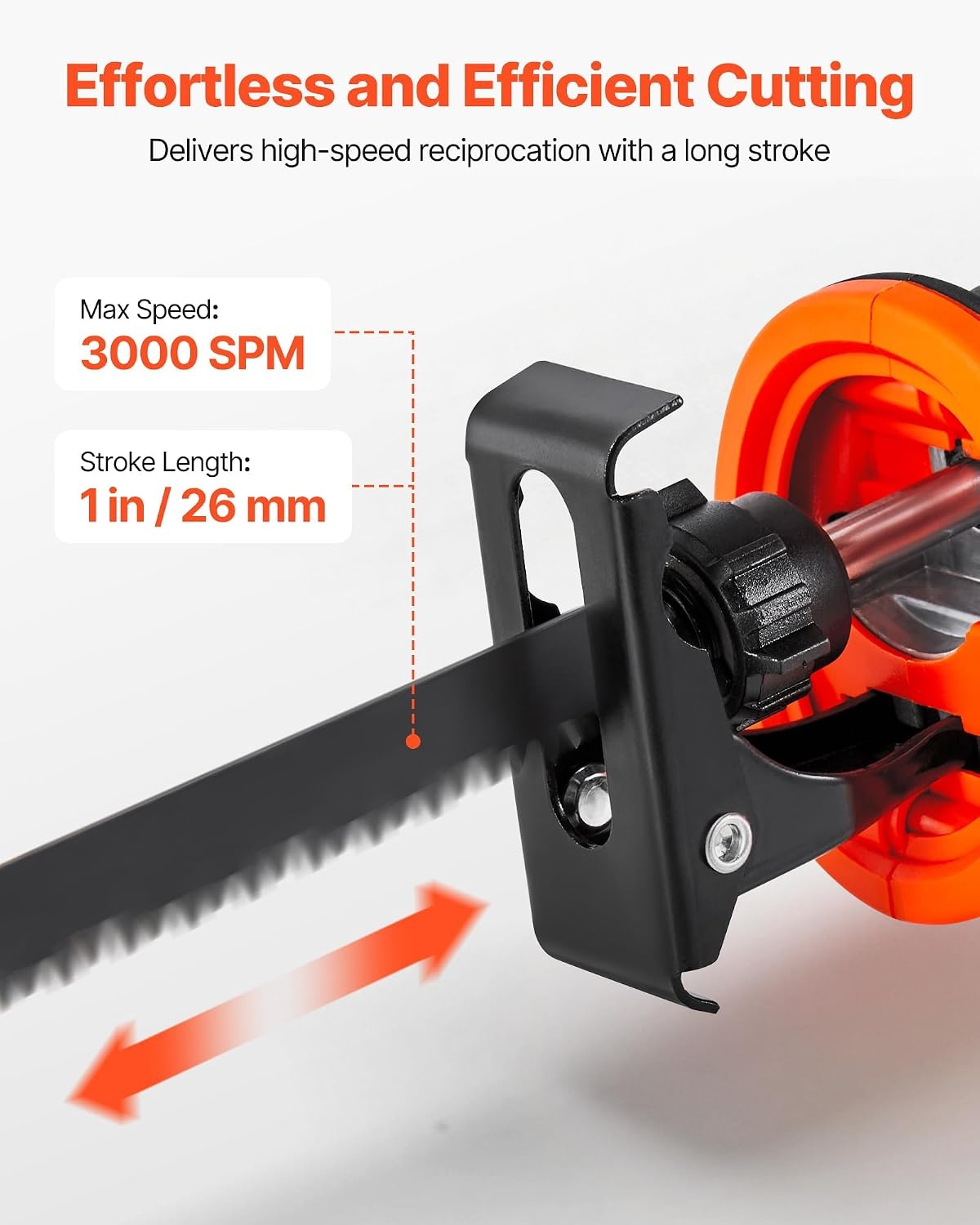 image:imageVEVOR 6 Amp Corded Reciprocating Saw 34 Stroke Length Power Reciprocating Saw with Variable Speed 3000 SPM 8 Blades amp Bag Included for Wood Metal and Plastic Cutting1