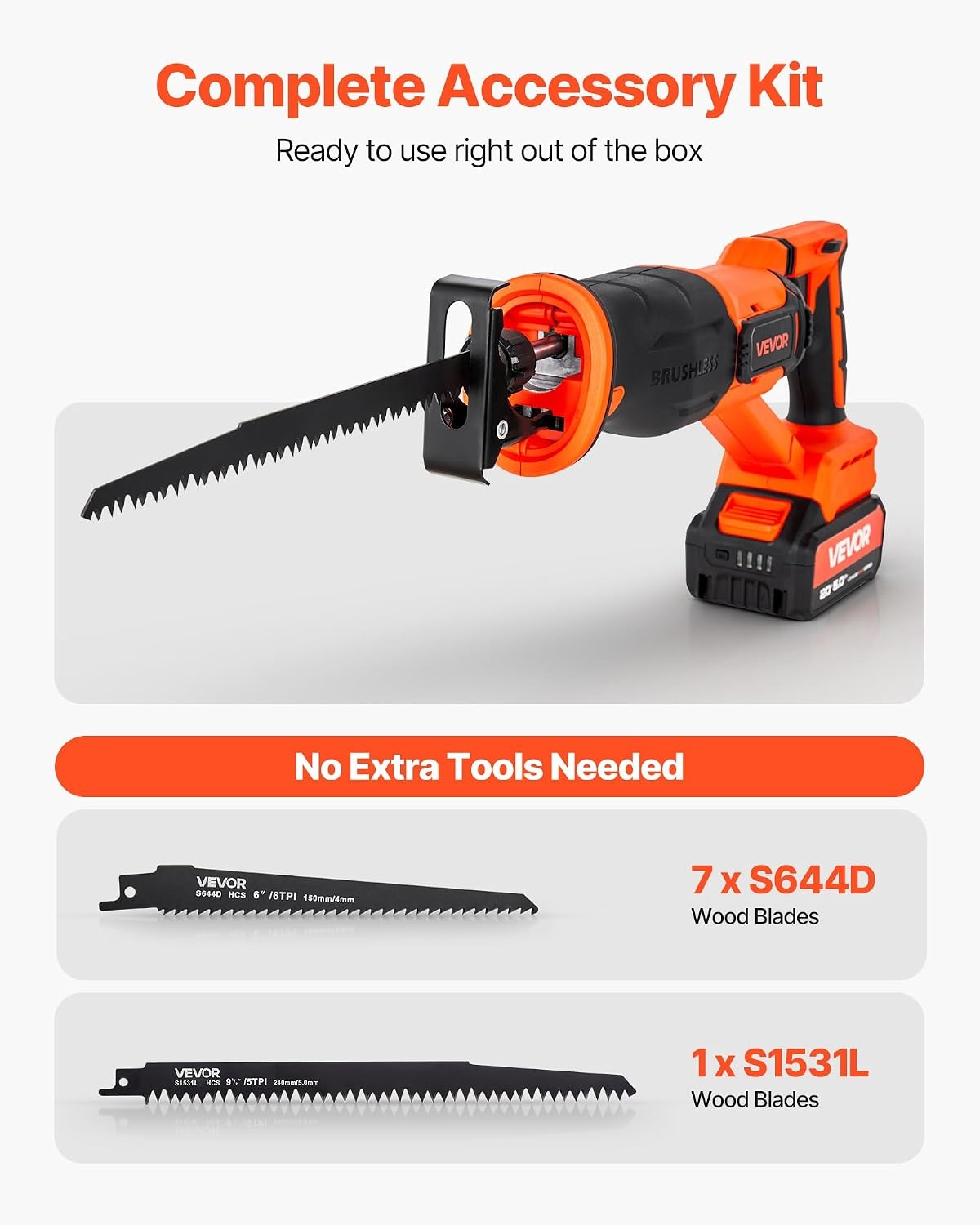 image:imageVEVOR 6 Amp Corded Reciprocating Saw 34 Stroke Length Power Reciprocating Saw with Variable Speed 3000 SPM 8 Blades amp Bag Included for Wood Metal and Plastic Cutting1