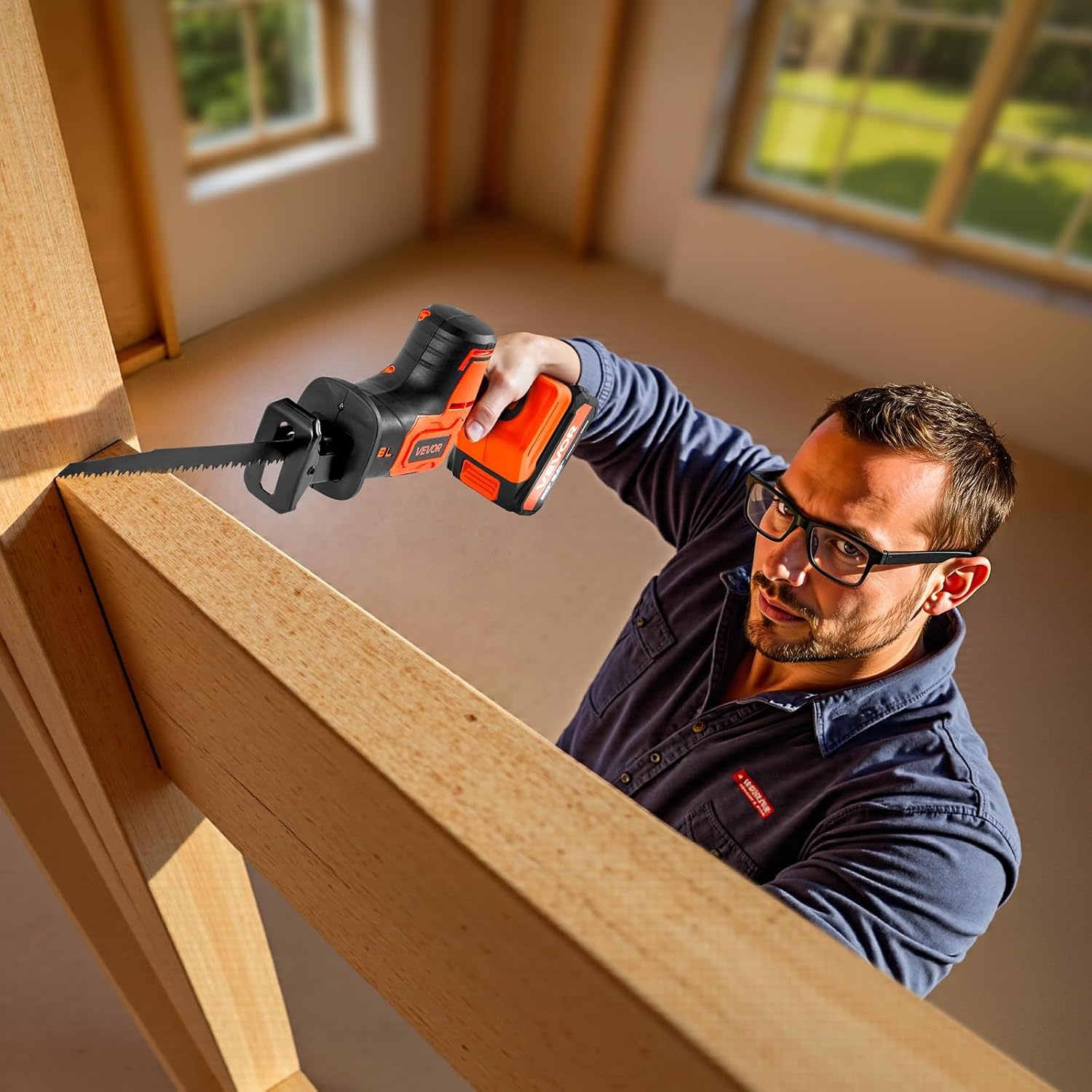 image:imageVEVOR 6 Amp Corded Reciprocating Saw 34 Stroke Length Power Reciprocating Saw with Variable Speed 3000 SPM 8 Blades amp Bag Included for Wood Metal and Plastic CuttingCordless 1