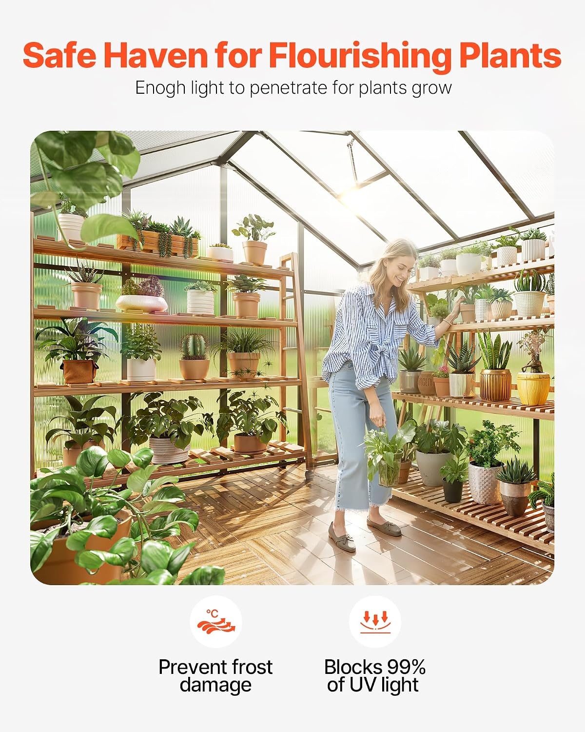 image:imageVEVOR 6 x 4 FT Polycarbonate Greenhouse Heavy Duty Outdoor Green House with Adjustable Vent amp PushPull Lockable Door Quick Setup Aluminum Frame Walkin Greenhouse Sunroom for Outside Garden Lawn812 Ft
