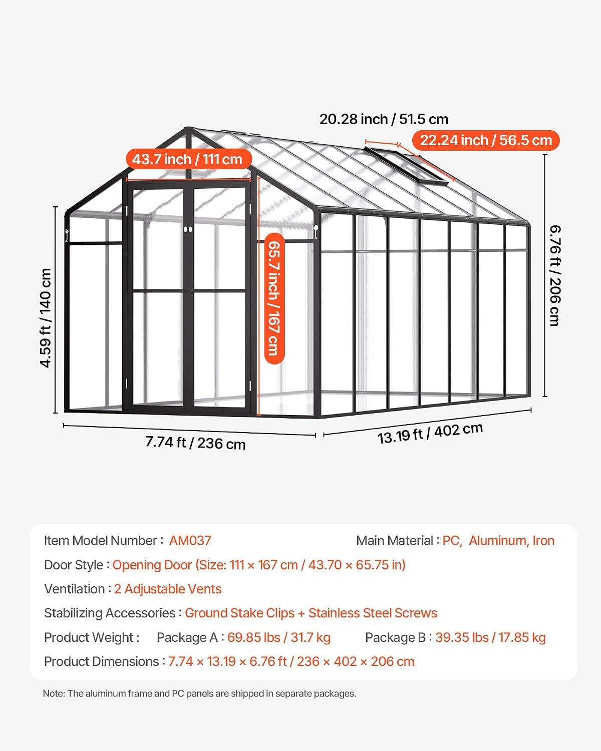 image:imageVEVOR 6 x 4 FT Polycarbonate Greenhouse Heavy Duty Outdoor Green House with Adjustable Vent amp PushPull Lockable Door Quick Setup Aluminum Frame Walkin Greenhouse Sunroom for Outside Garden Lawn812 Ft