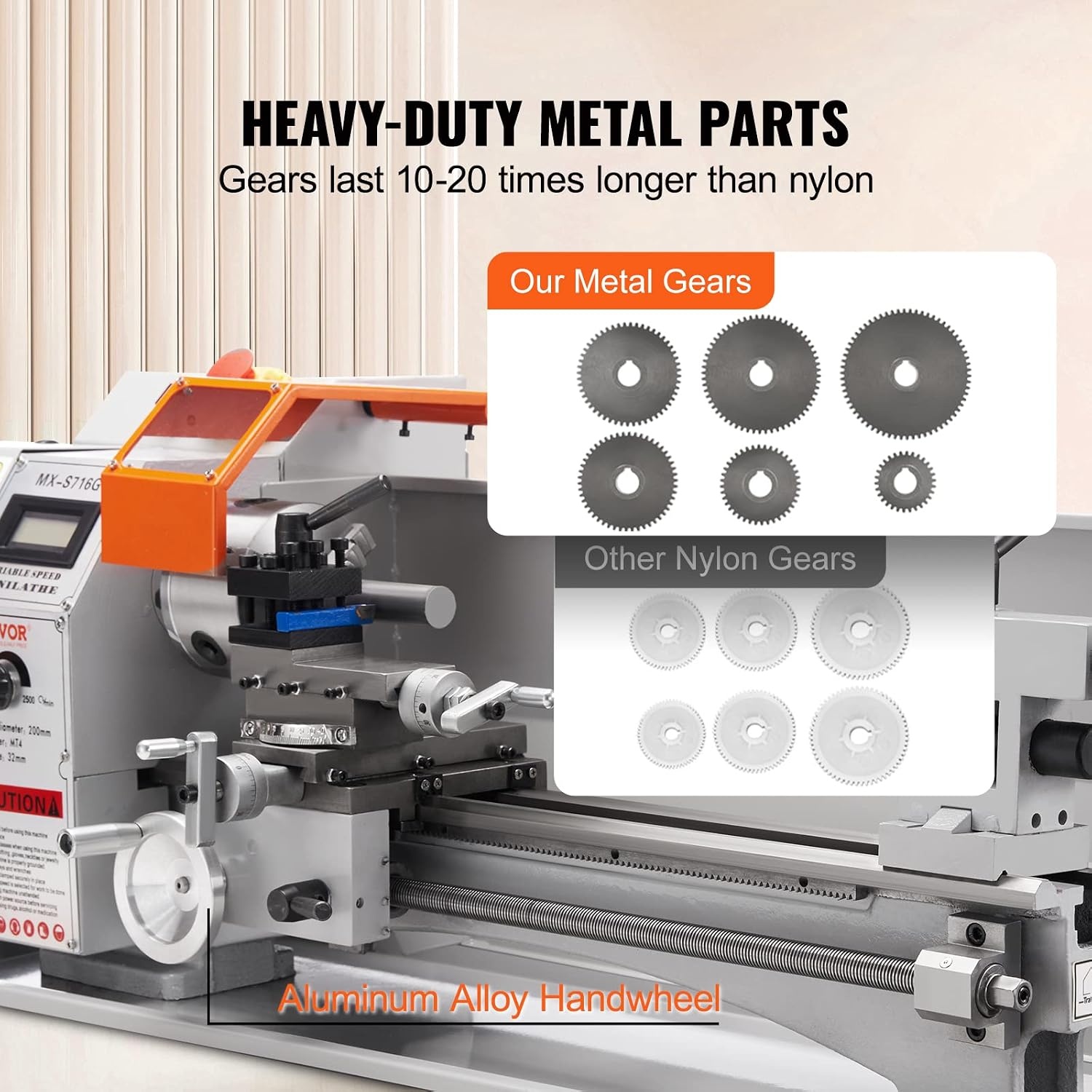 image:imageVEVOR 7x14 Metal Lathe Upgraded Digital Display 550W Variable Speed 2250RPM 3jaw Chuck CNC Mini Lathe Machine Precision Tool Box Benchtop7 x 16