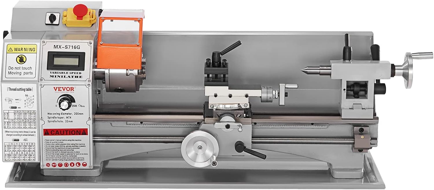 image:imageVEVOR 7x14 Metal Lathe Upgraded Digital Display 550W Variable Speed 2250RPM 3jaw Chuck CNC Mini Lathe Machine Precision Tool Box Benchtop7 x 16