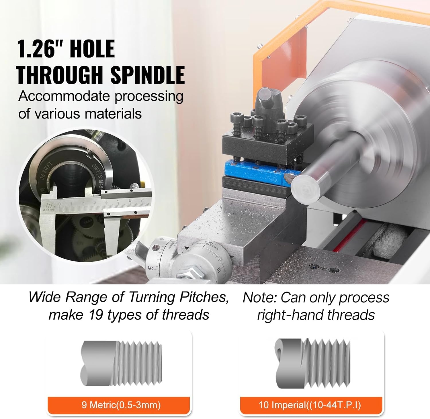 image:imageVEVOR 7x14 Metal Lathe Upgraded Digital Display 550W Variable Speed 2250RPM 3jaw Chuck CNC Mini Lathe Machine Precision Tool Box Benchtop7 x 16