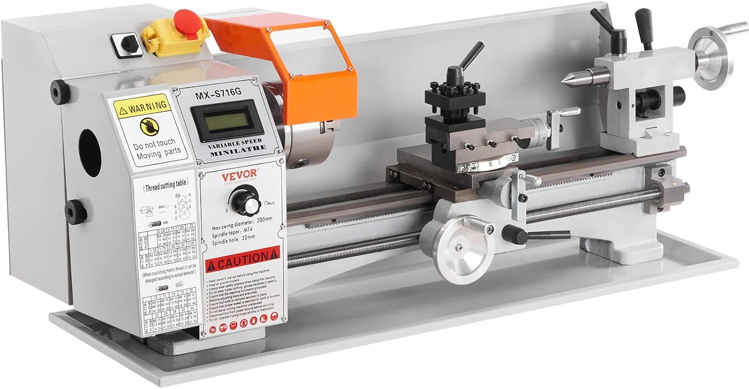 image:imageVEVOR 7x14 Metal Lathe Upgraded Digital Display 550W Variable Speed 2250RPM 3jaw Chuck CNC Mini Lathe Machine Precision Tool Box Benchtop7 x 16