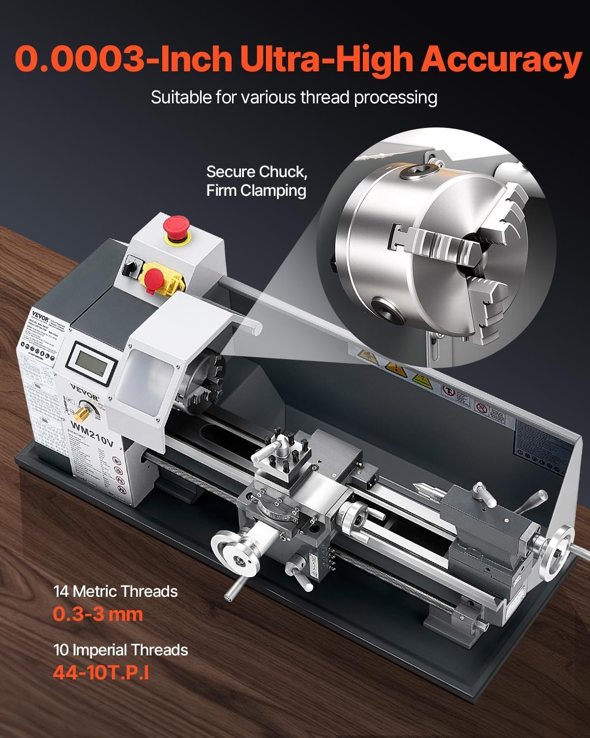 image:imageVEVOR 7x14 Metal Lathe Upgraded Digital Display 550W Variable Speed 2250RPM 3jaw Chuck CNC Mini Lathe Machine Precision Tool Box Benchtop8 x 16Highquality