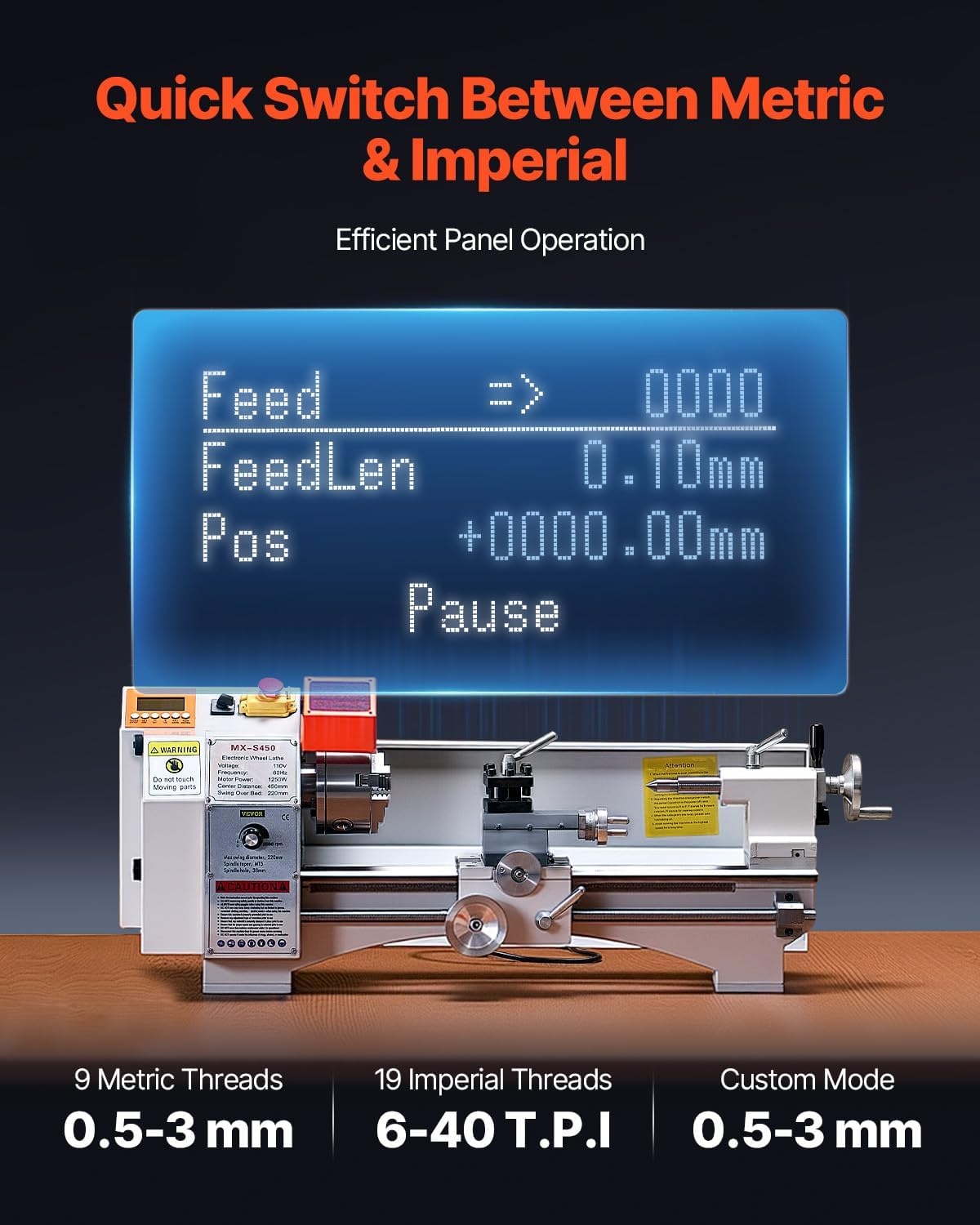 image:imageVEVOR 7x14 Metal Lathe Upgraded Digital Display 550W Variable Speed 2250RPM 3jaw Chuck CNC Mini Lathe Machine Precision Tool Box Benchtop87 x 18 inAutomatic Feed