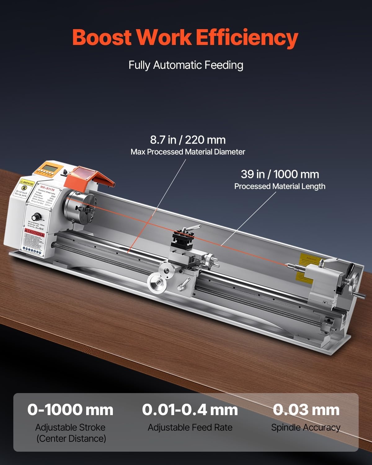 image:imageVEVOR 7x14 Metal Lathe Upgraded Digital Display 550W Variable Speed 2250RPM 3jaw Chuck CNC Mini Lathe Machine Precision Tool Box Benchtop87 x 39Automatic Feed