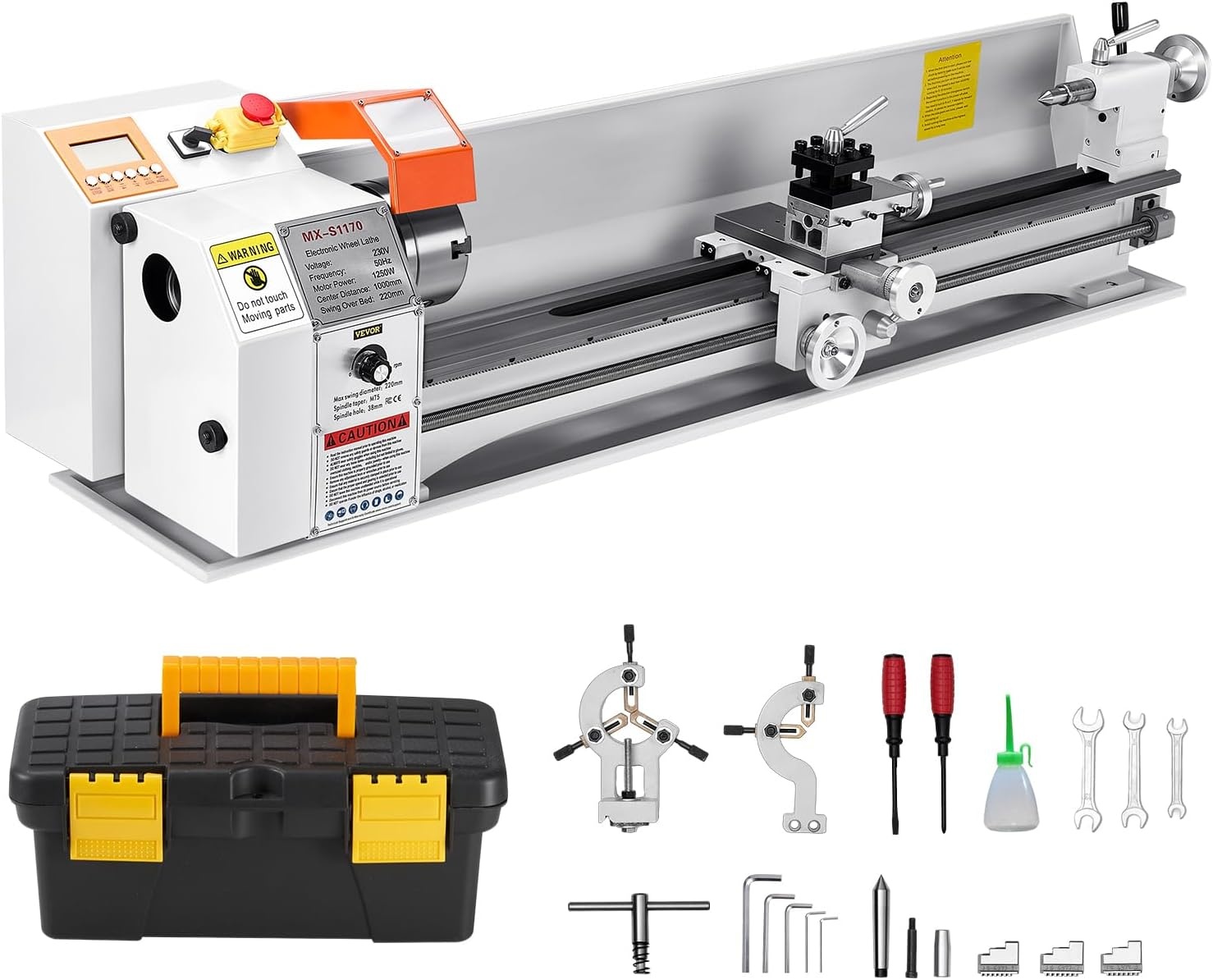 image:imageVEVOR 7x14 Metal Lathe Upgraded Digital Display 550W Variable Speed 2250RPM 3jaw Chuck CNC Mini Lathe Machine Precision Tool Box Benchtop87 x 39Automatic Feed