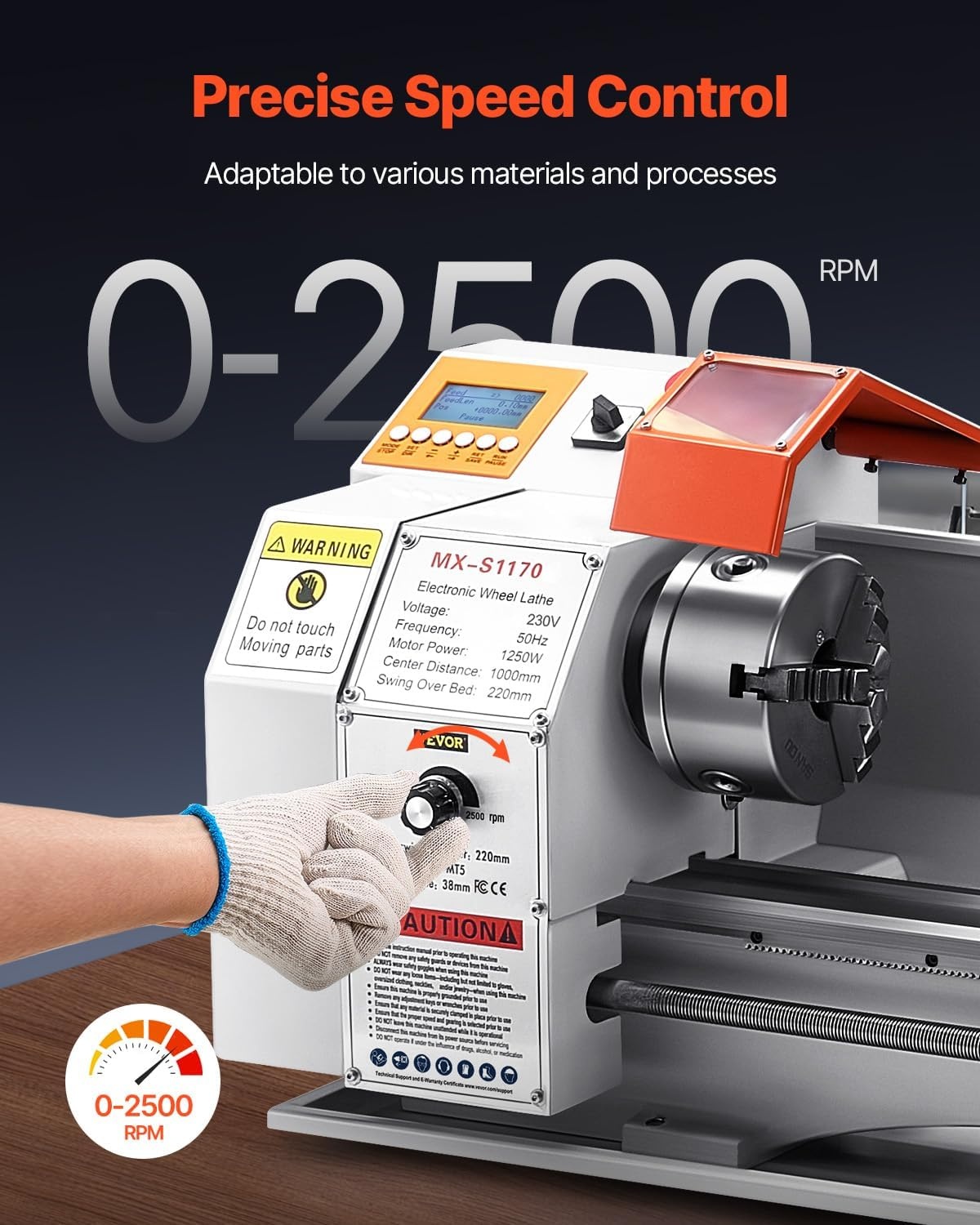 image:imageVEVOR 7x14 Metal Lathe Upgraded Digital Display 550W Variable Speed 2250RPM 3jaw Chuck CNC Mini Lathe Machine Precision Tool Box Benchtop87 x 39Automatic Feed