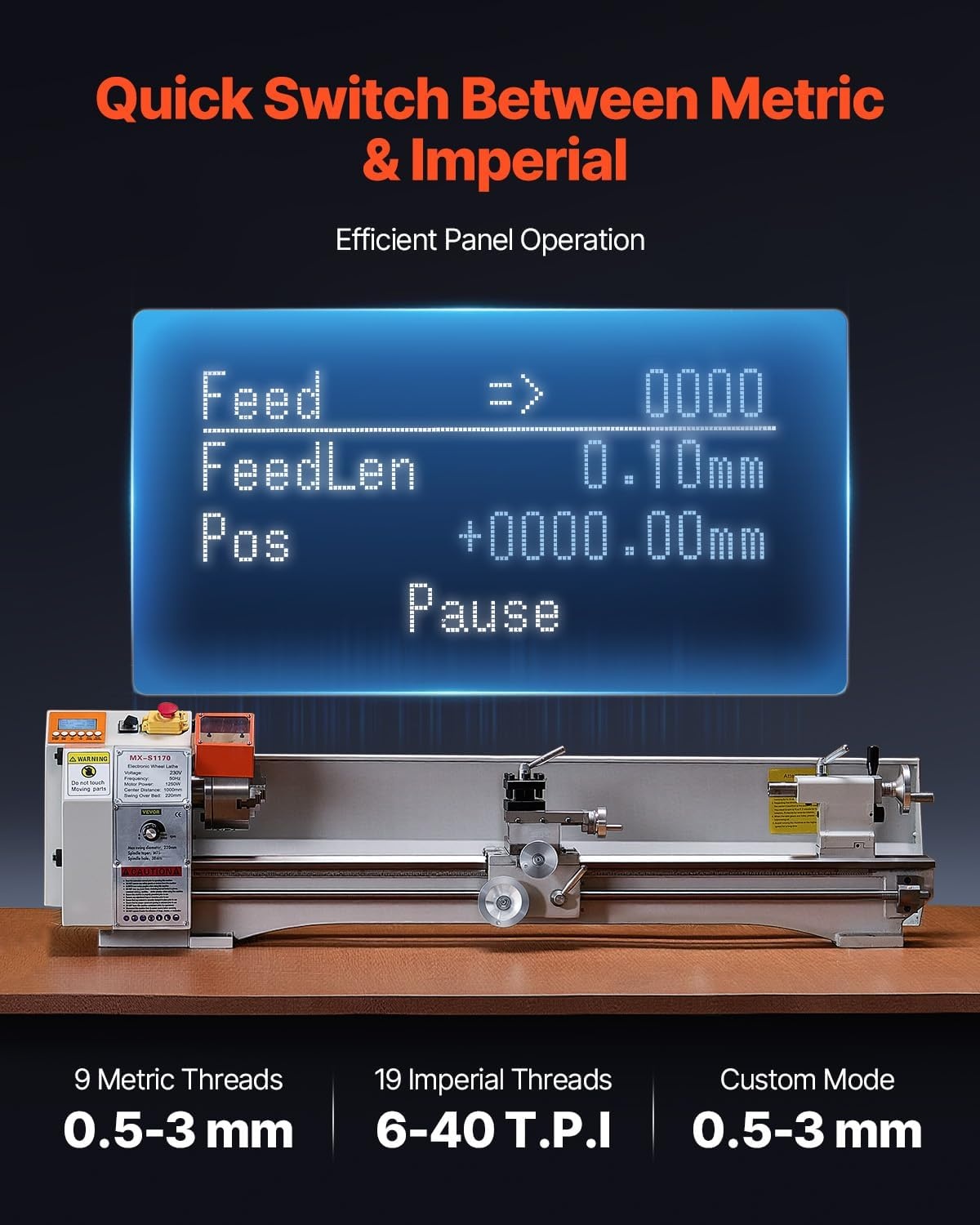 image:imageVEVOR 7x14 Metal Lathe Upgraded Digital Display 550W Variable Speed 2250RPM 3jaw Chuck CNC Mini Lathe Machine Precision Tool Box Benchtop87 x 39Automatic Feed