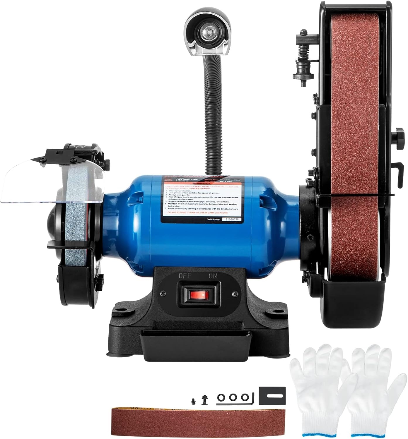 image:imageVEVOR 8 Inch Bench Grinder Bench Grinder Sander with 2 x28 Inch Belt Sander Combo and 25A Induction Motor for Metalworking Sharpening Grinding2IN1 2 Belt Grinder