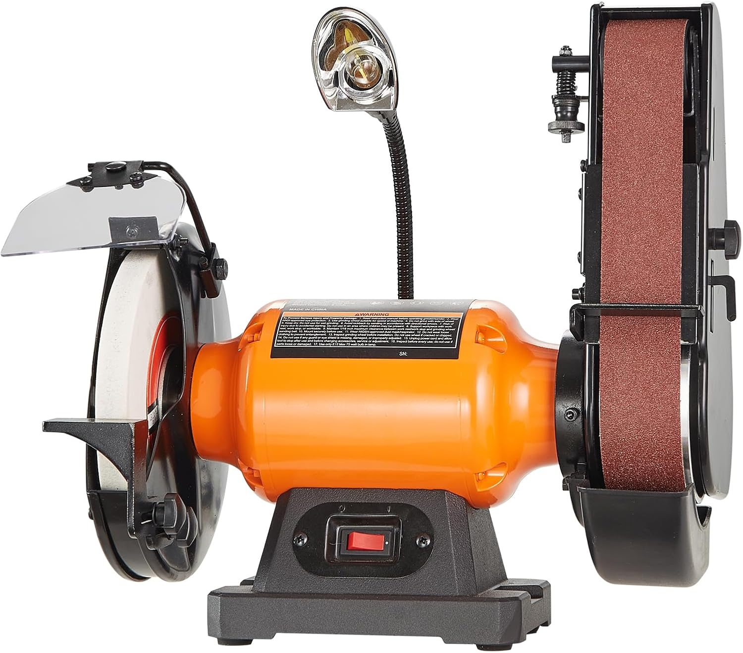 image:imageVEVOR 8 Inch Bench Grinder Bench Grinder Sander with 2 x28 Inch Belt Sander Combo and 25A Induction Motor for Metalworking Sharpening Grinding8 Inch Bench Grinder