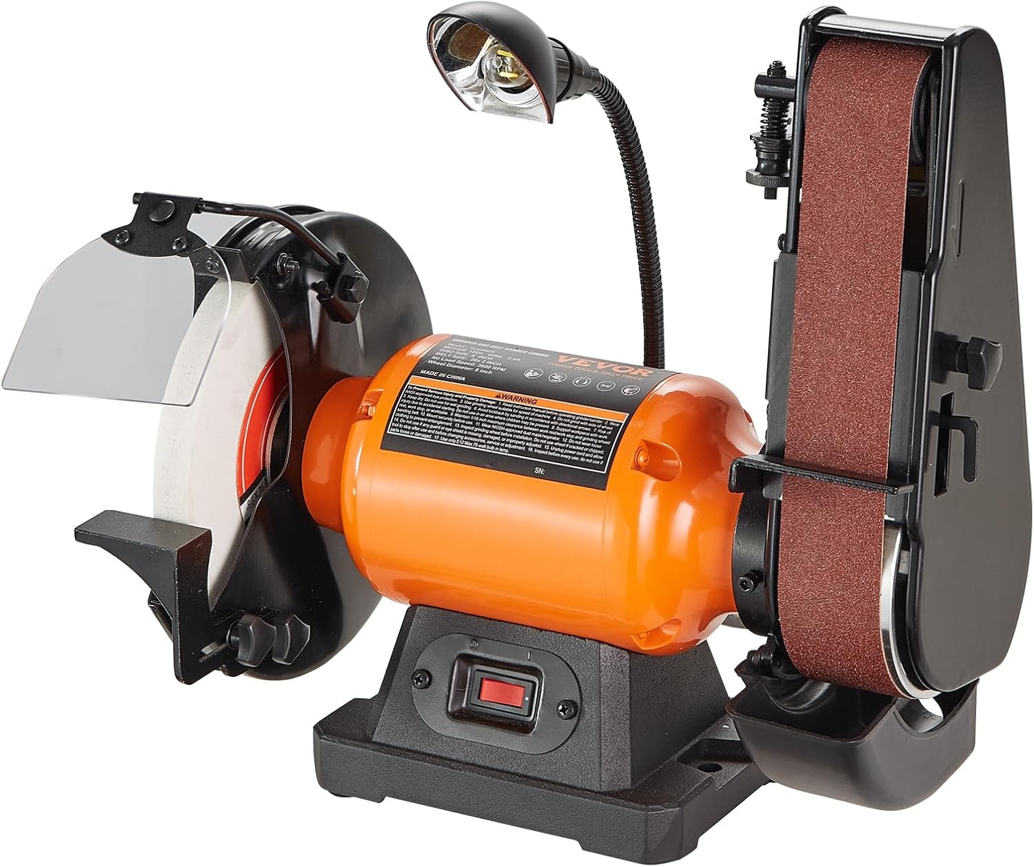 image:imageVEVOR 8 Inch Bench Grinder Bench Grinder Sander with 2 x28 Inch Belt Sander Combo and 25A Induction Motor for Metalworking Sharpening Grinding8 Inch Bench Grinder