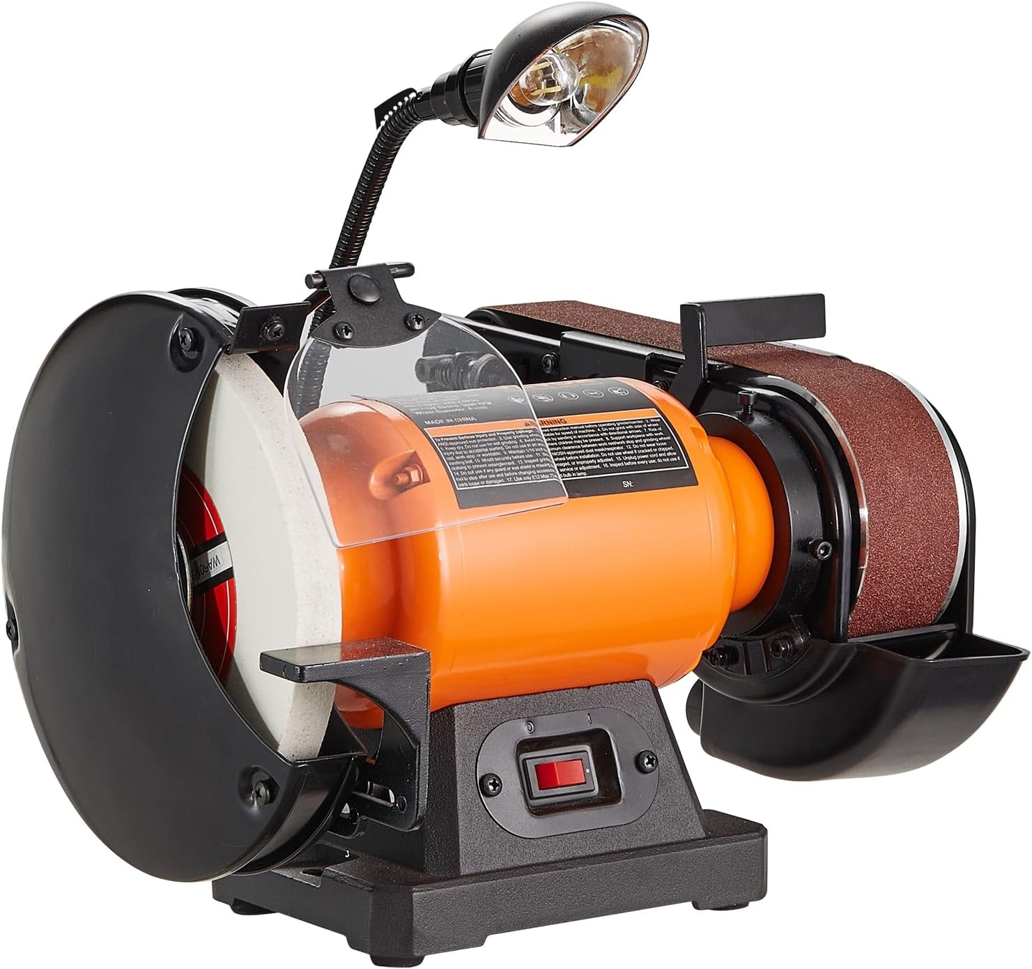 image:imageVEVOR 8 Inch Bench Grinder Bench Grinder Sander with 2 x28 Inch Belt Sander Combo and 25A Induction Motor for Metalworking Sharpening Grinding8 Inch Bench Grinder
