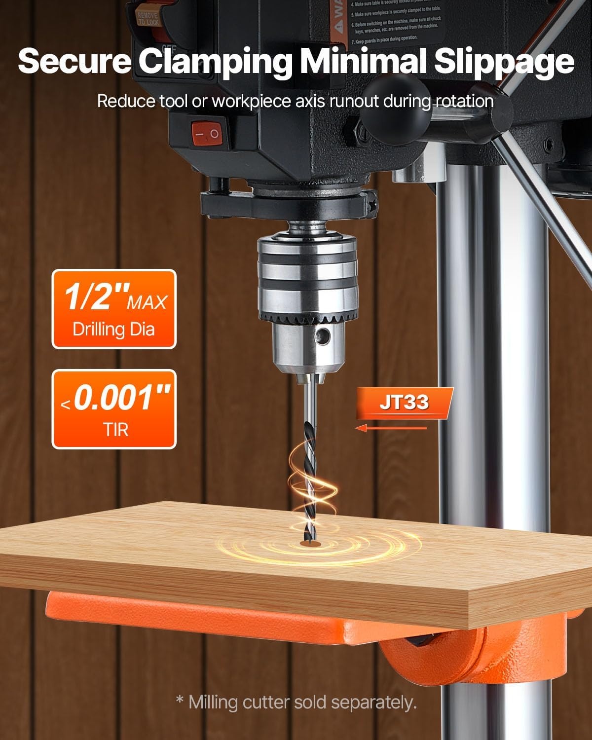 image:imageVEVOR 8 in Benchtop Drill Press 25A Induction Motor Tabletop Drilling Machine with 7501140 17402340 3200 RPM Adjustable Speed 045 Tilting Worktable LED Work Light for Wood Metal8 in