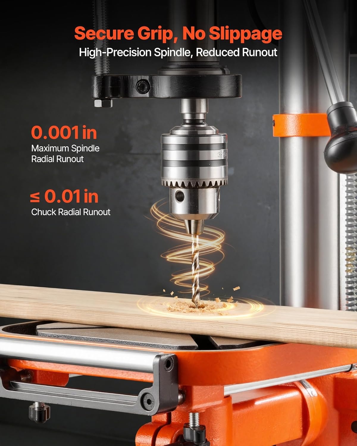 image:imageVEVOR 8 in Benchtop Drill Press 25A Induction Motor Tabletop Drilling Machine with 7501140 17402340 3200 RPM Adjustable Speed 045 Tilting Worktable LED Work Light for Wood Metal12 in