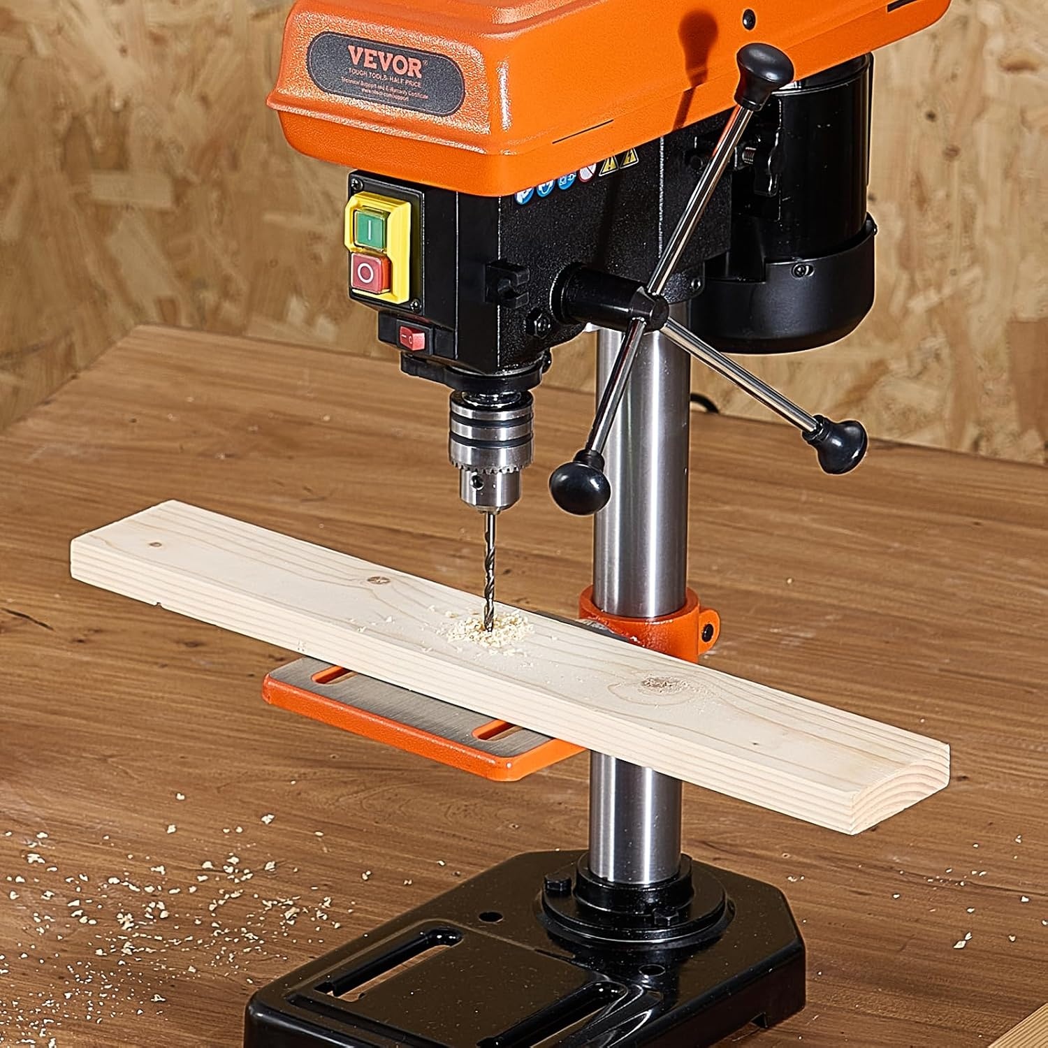 image:imageVEVOR 8 in Benchtop Drill Press 25A Induction Motor Tabletop Drilling Machine with 7501140 17402340 3200 RPM Adjustable Speed 045 Tilting Worktable LED Work Light for Wood Metal8 in