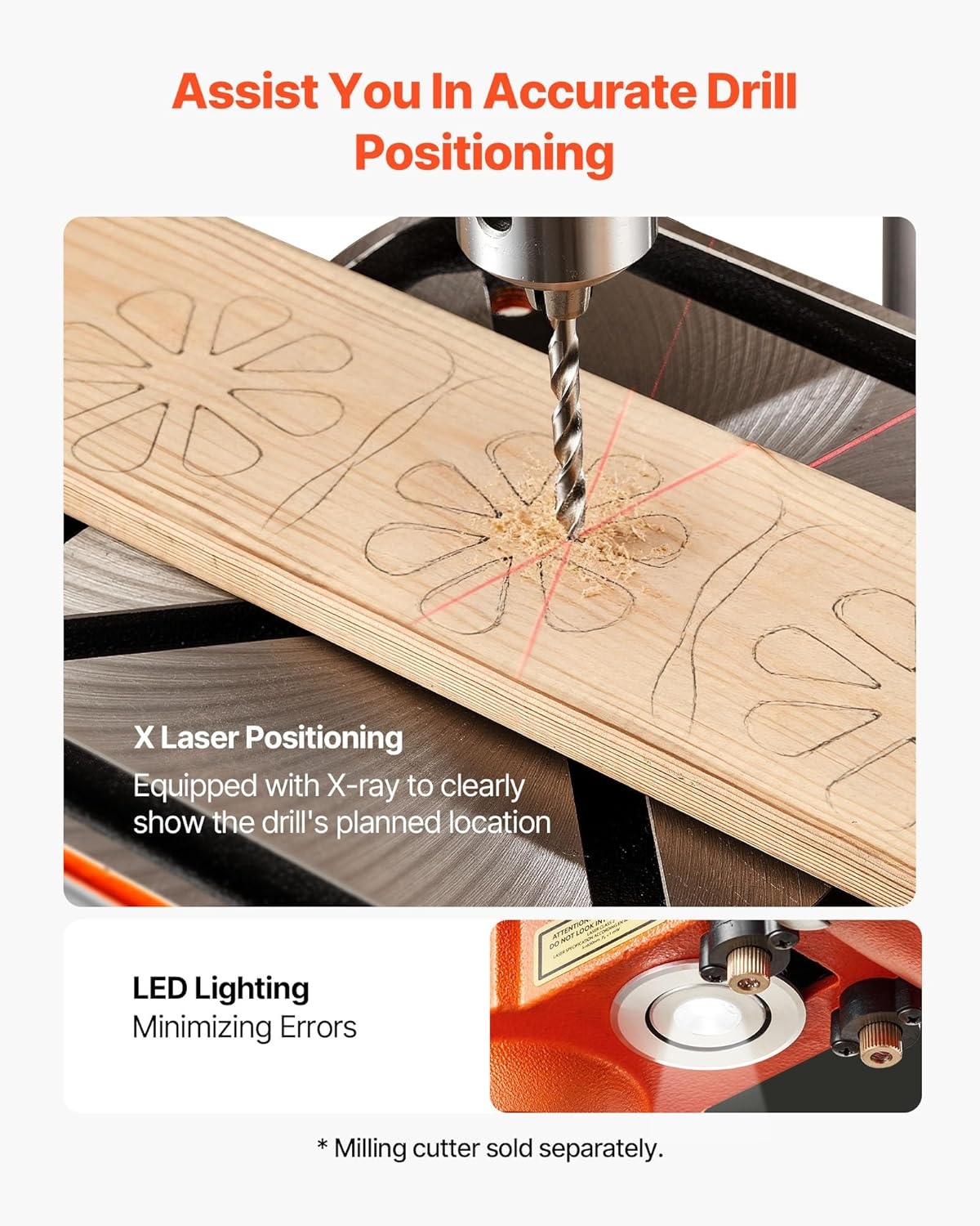 image:imageVEVOR 8 in Benchtop Drill Press 25A Induction Motor Tabletop Drilling Machine with 7501140 17402340 3200 RPM Adjustable Speed 045 Tilting Worktable LED Work Light for Wood Metal12 in