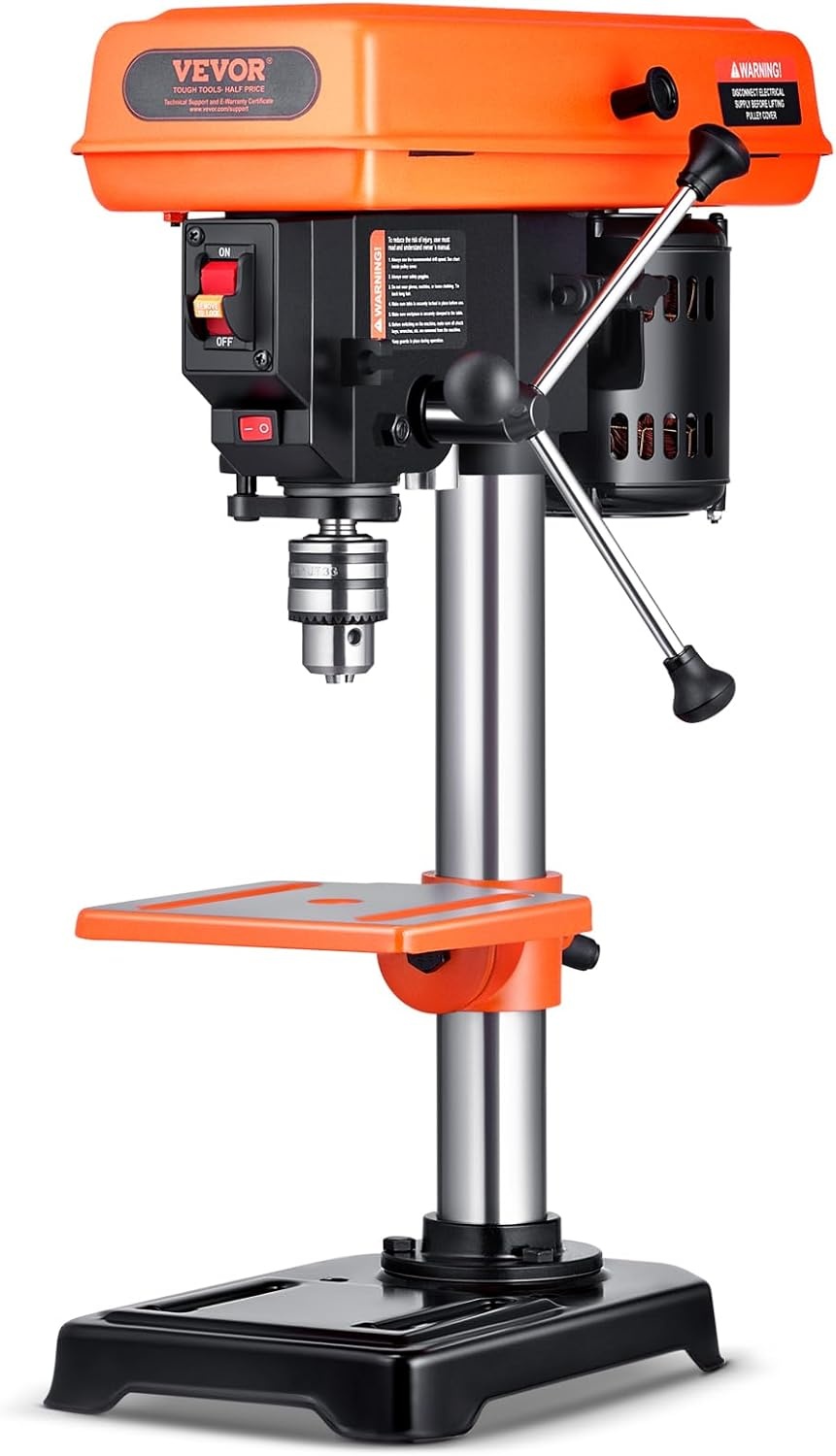image:imageVEVOR 8 in Benchtop Drill Press 25A Induction Motor Tabletop Drilling Machine with 7501140 17402340 3200 RPM Adjustable Speed 045 Tilting Worktable LED Work Light for Wood Metal8 in