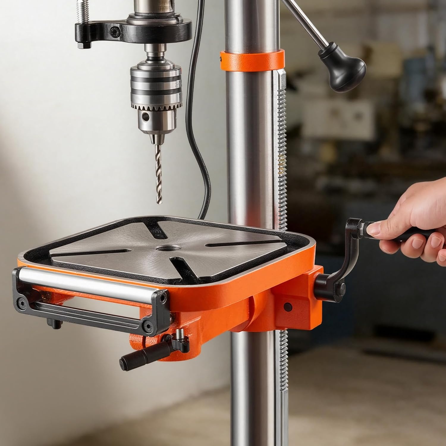image:imageVEVOR 8 in Benchtop Drill Press 25A Induction Motor Tabletop Drilling Machine with 7501140 17402340 3200 RPM Adjustable Speed 045 Tilting Worktable LED Work Light for Wood Metal12 in