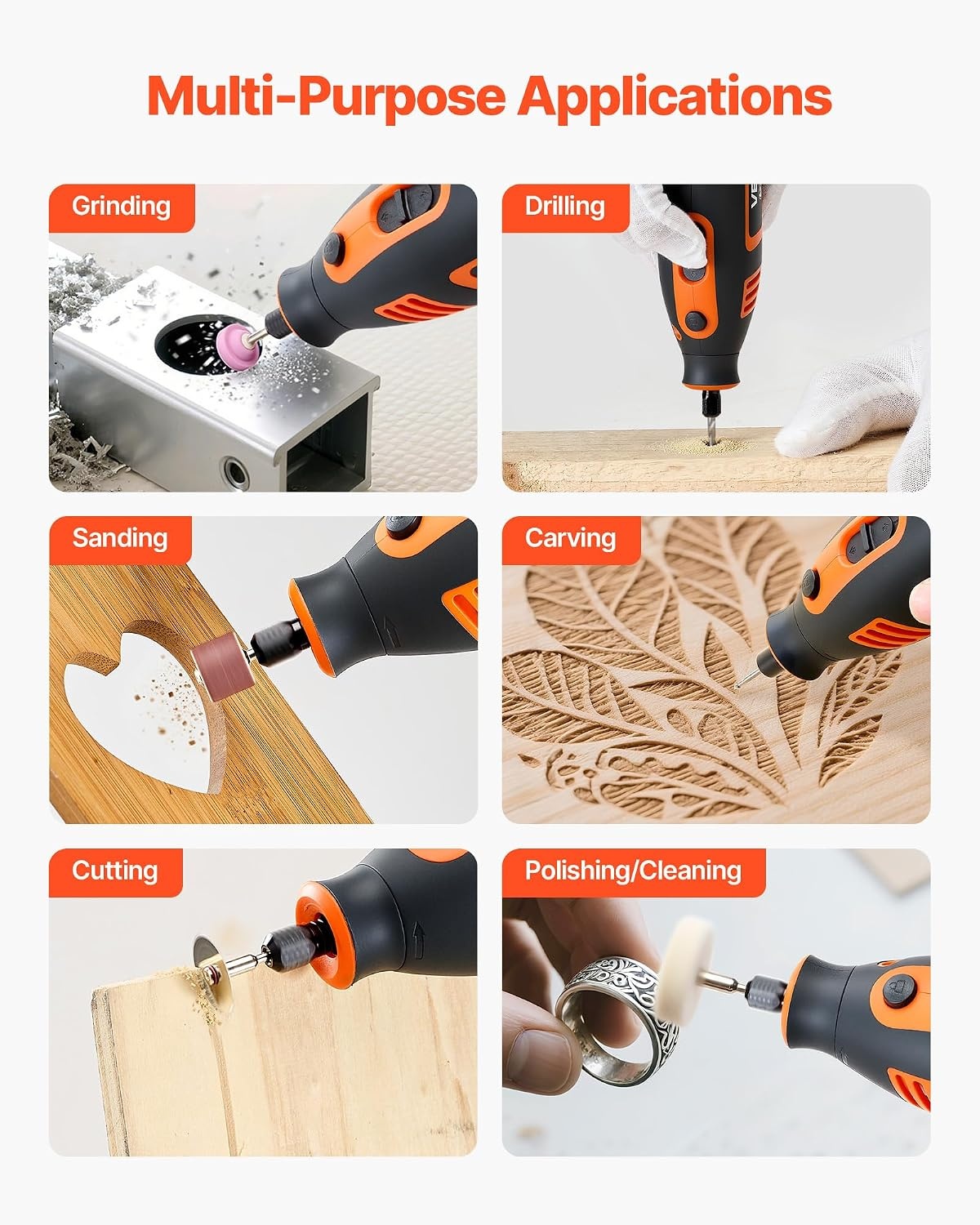 image:imageVEVOR 84Piece Rotary Tool Kit 200W Mini Power Rotary Tool Corded 6Level Speed 800040000 RPM MultiPurpose DIY Tools for Engraving Sanding Polishing Carving Grinding Cutting DIY Crafts